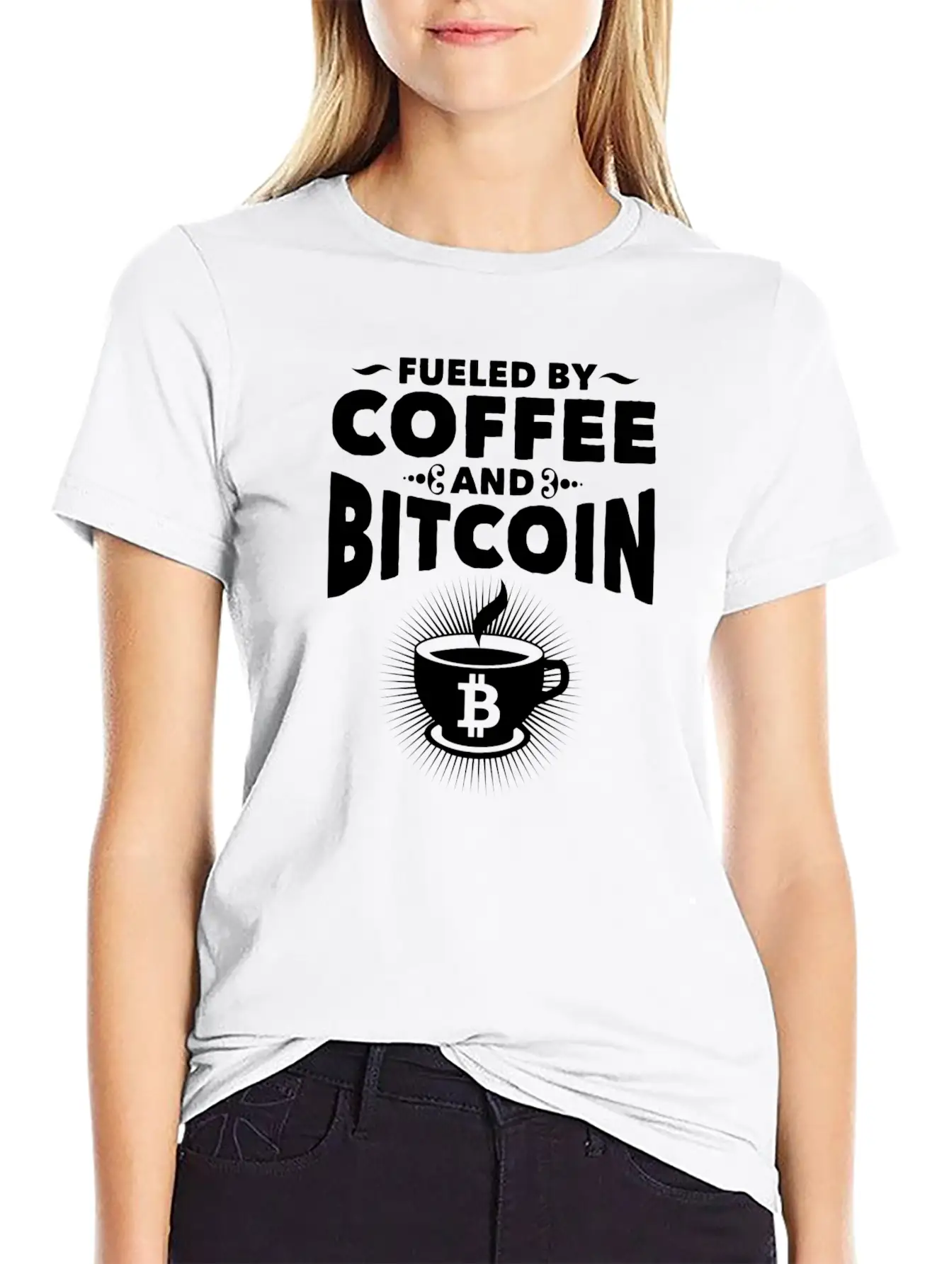 CRYPTO BLOCKCHAIN: FUELED BY COFFEE AND BITCOIN Essential Cotton Tee For Daily Outfits ¨C Unisex Style