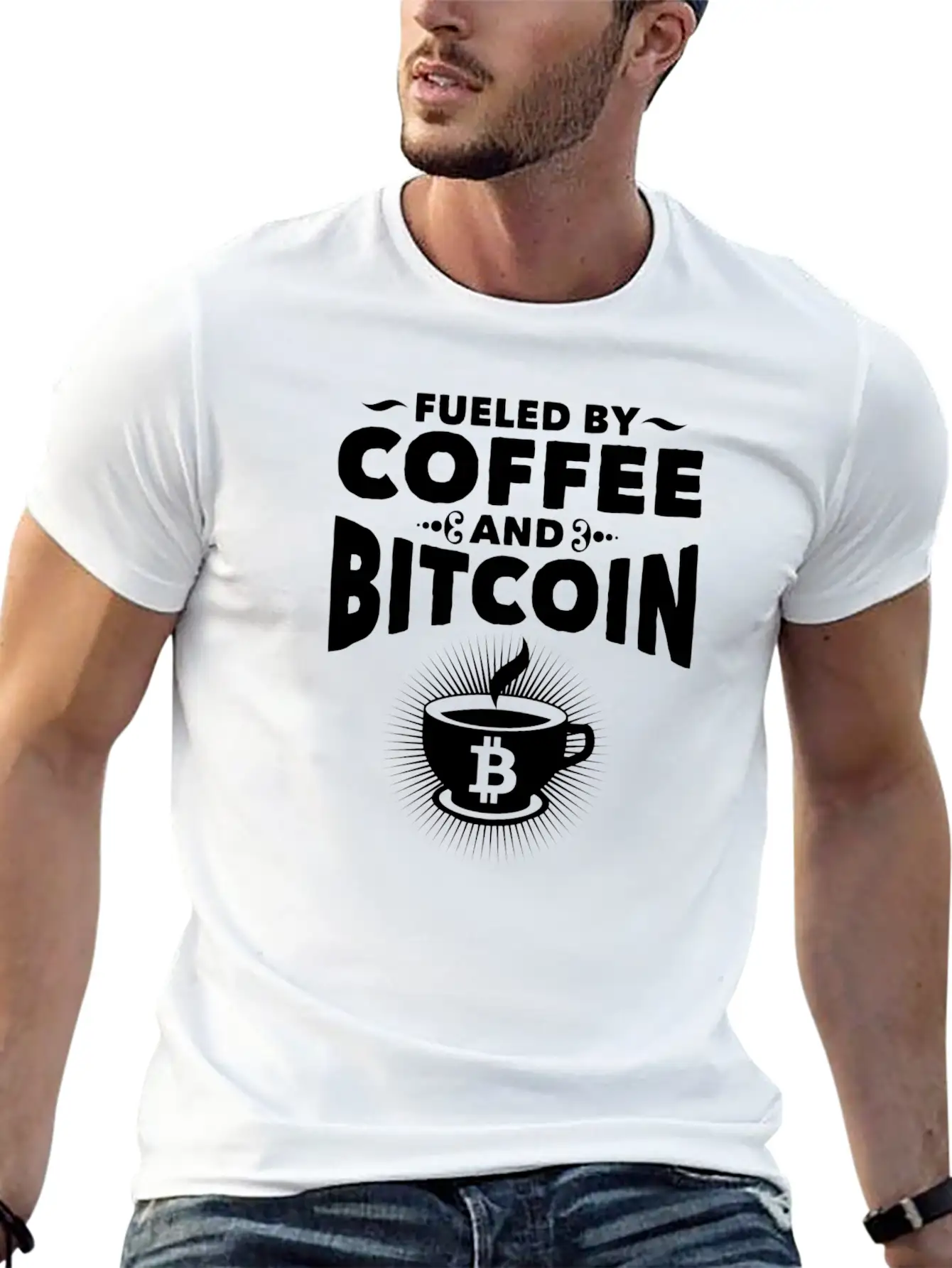 CRYPTO BLOCKCHAIN: FUELED BY COFFEE AND BITCOIN Essential Cotton Tee For Daily Outfits ¨C Unisex Style