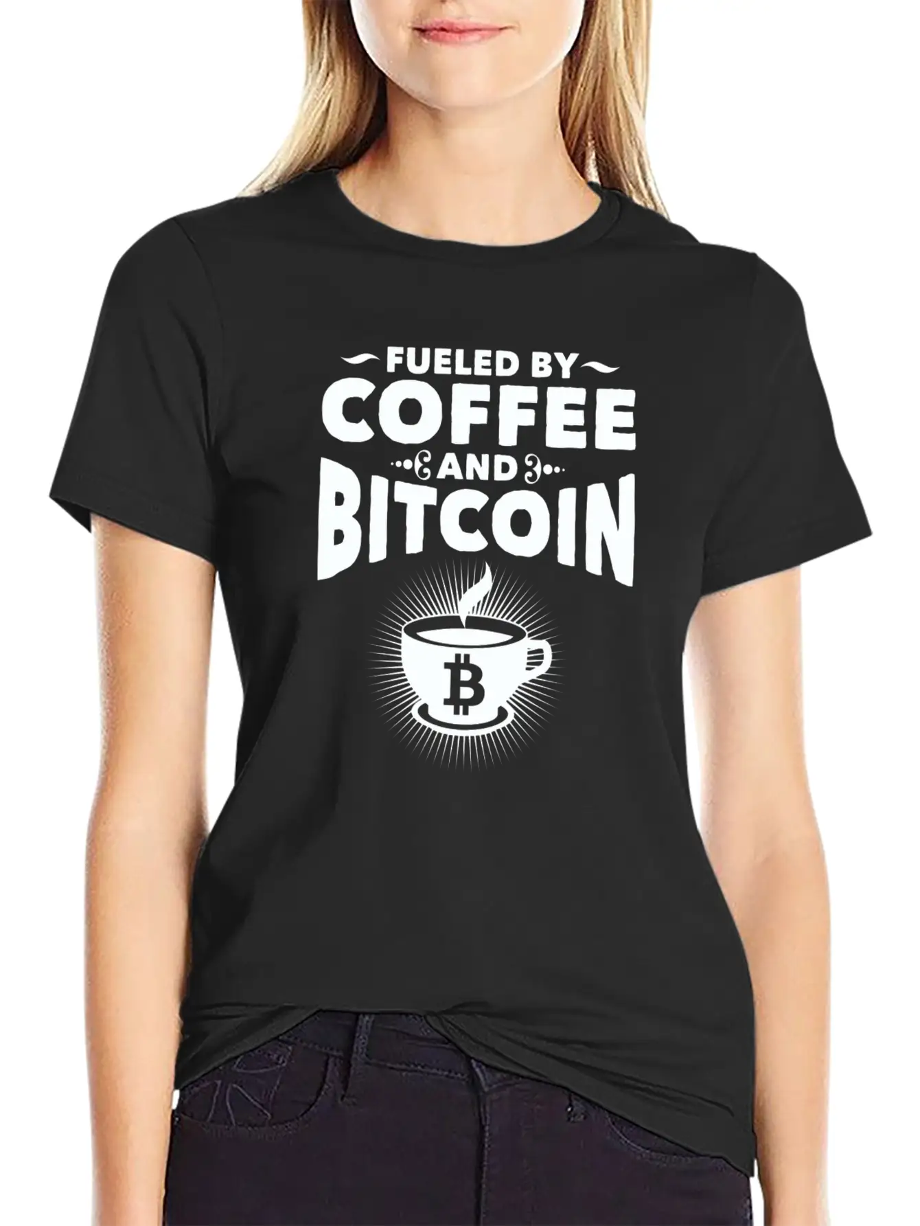 CRYPTO BLOCKCHAIN: FUELED BY COFFEE AND BITCOIN Essential Cotton Tee For Daily Outfits ¨C Unisex Style