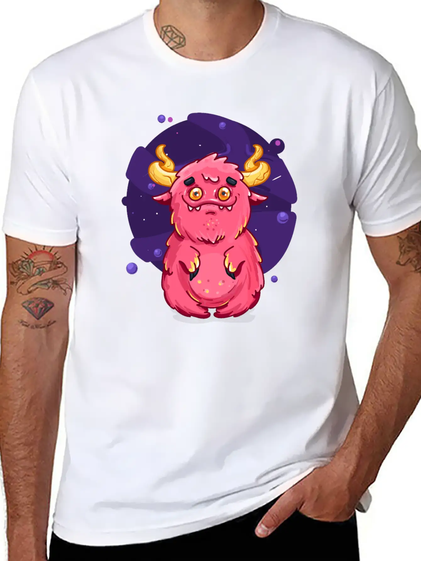 Cute Burly Friendly Pink Monster Soft Cotton Short Sleeve Tee ¨C Unisex Wardrobe Staple