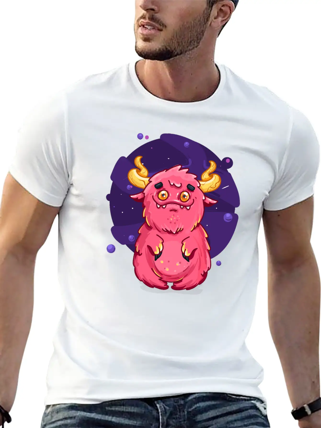 Cute Burly Friendly Pink Monster Soft Cotton Short Sleeve Tee ¨C Unisex Wardrobe Staple