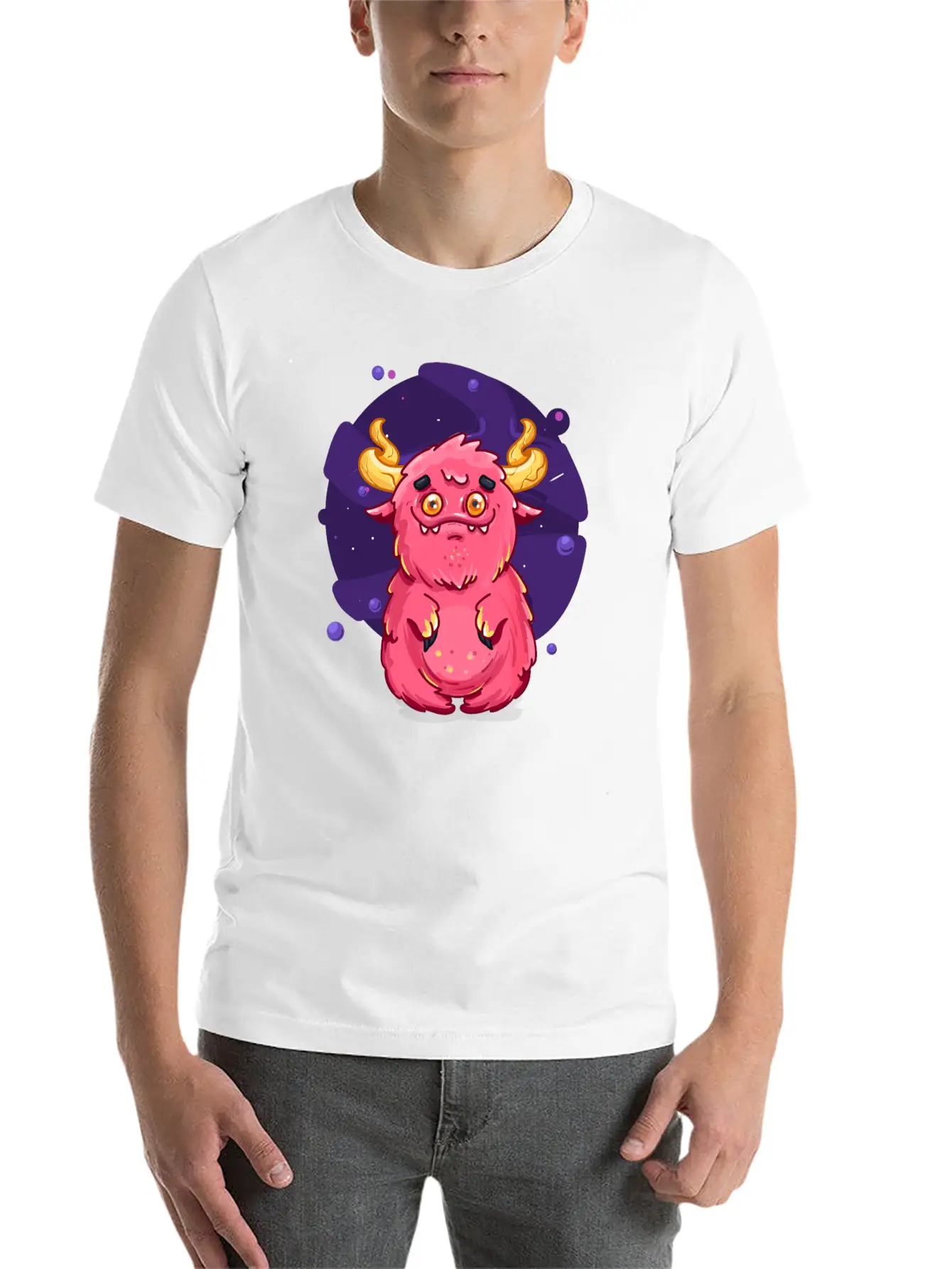Cute Burly Friendly Pink Monster Soft Cotton Short Sleeve Tee ¨C Unisex Wardrobe Staple
