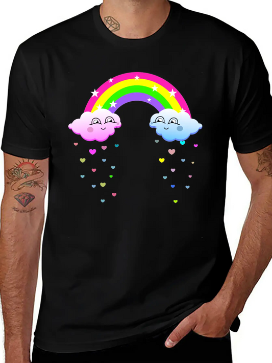 Cute Clouds With Rainbow Soft Cotton Short Sleeve Tee ¨C Unisex Wardrobe Staple