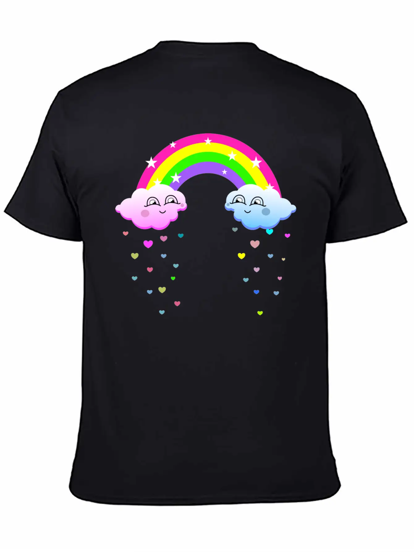 Cute Clouds With Rainbow Soft Cotton Short Sleeve Tee ¨C Unisex Wardrobe Staple