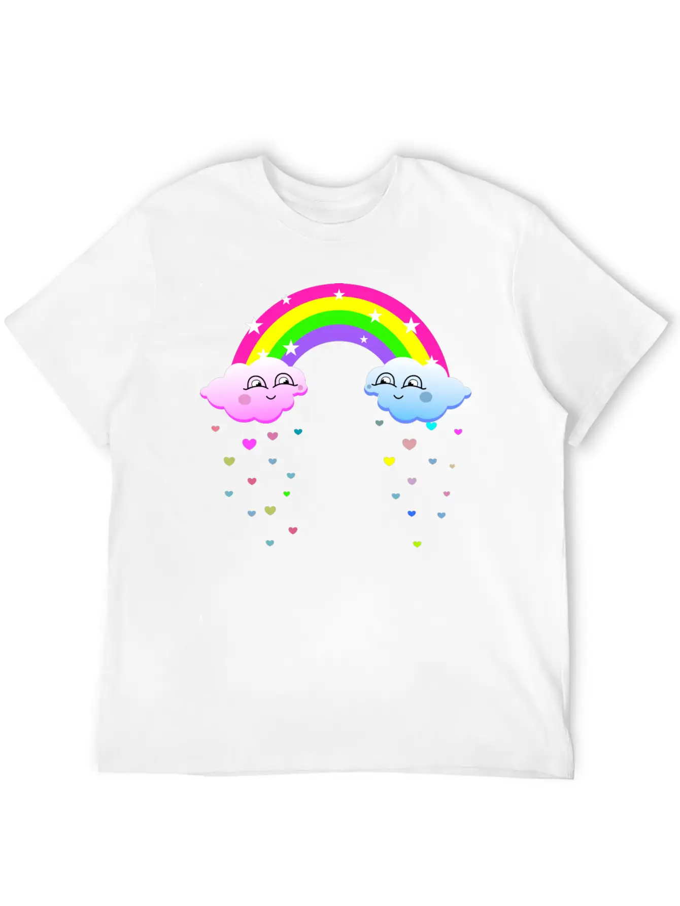Cute Clouds With Rainbow Soft Cotton Short Sleeve Tee ¨C Unisex Wardrobe Staple