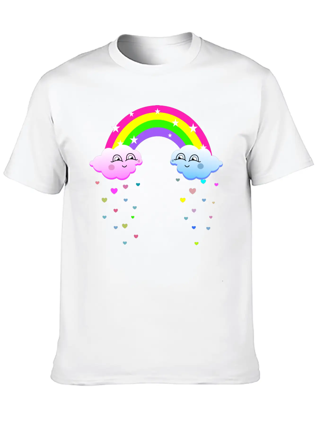 Cute Clouds With Rainbow Soft Cotton Short Sleeve Tee ¨C Unisex Wardrobe Staple