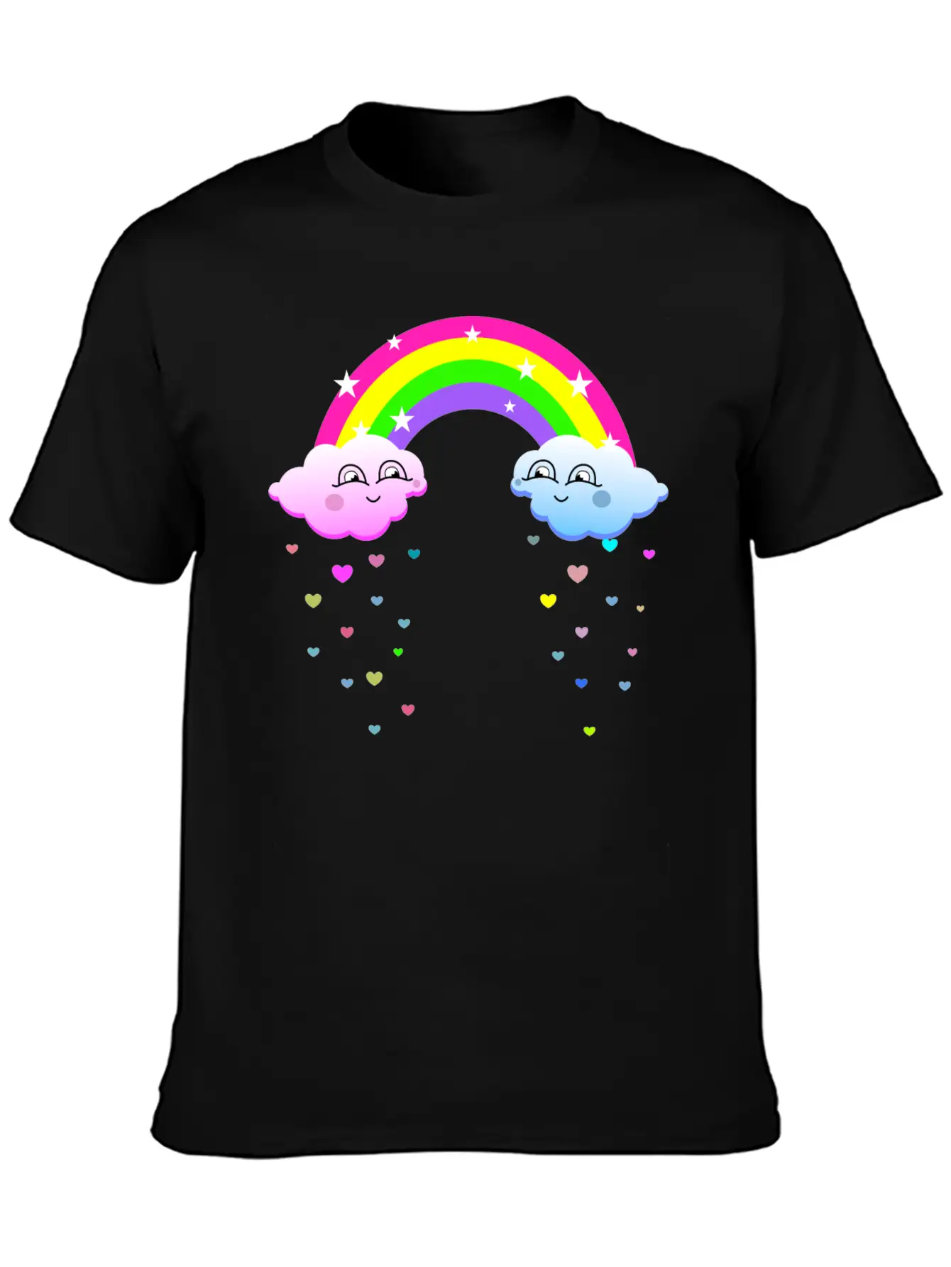 Cute Clouds With Rainbow Soft Cotton Short Sleeve Tee ¨C Unisex Wardrobe Staple