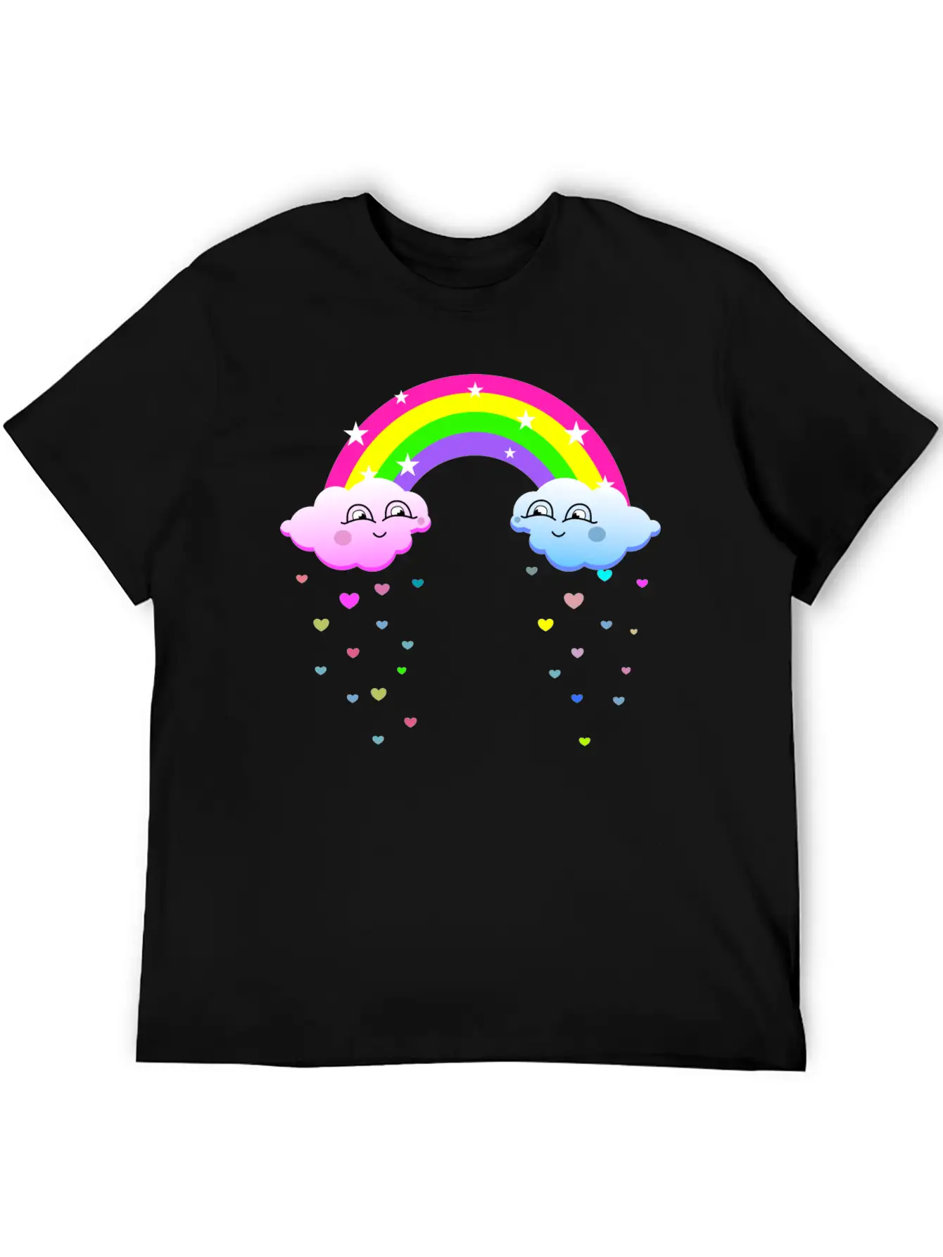 Cute Clouds With Rainbow Soft Cotton Short Sleeve Tee ¨C Unisex Wardrobe Staple