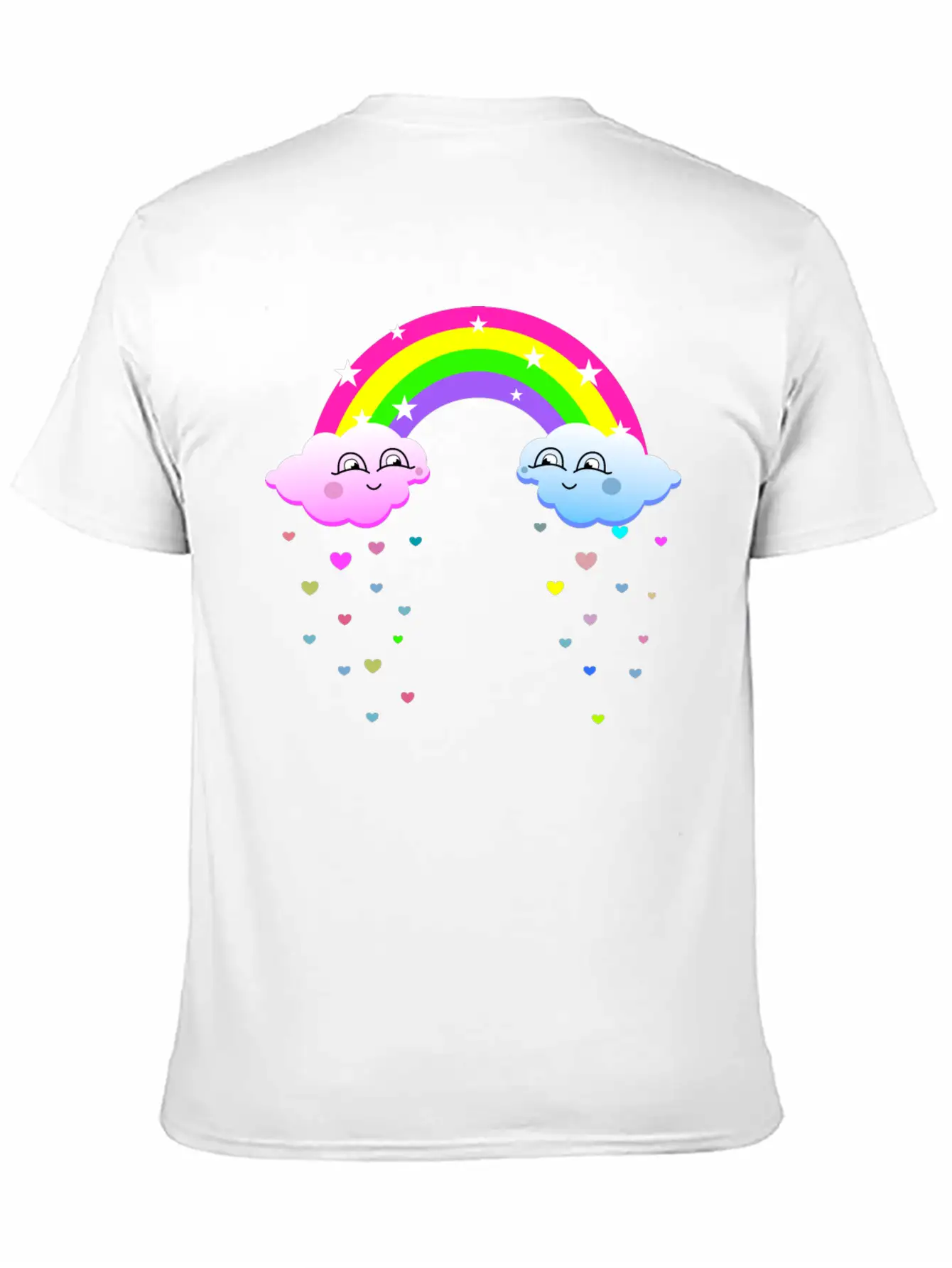 Cute Clouds With Rainbow Soft Cotton Short Sleeve Tee ¨C Unisex Wardrobe Staple