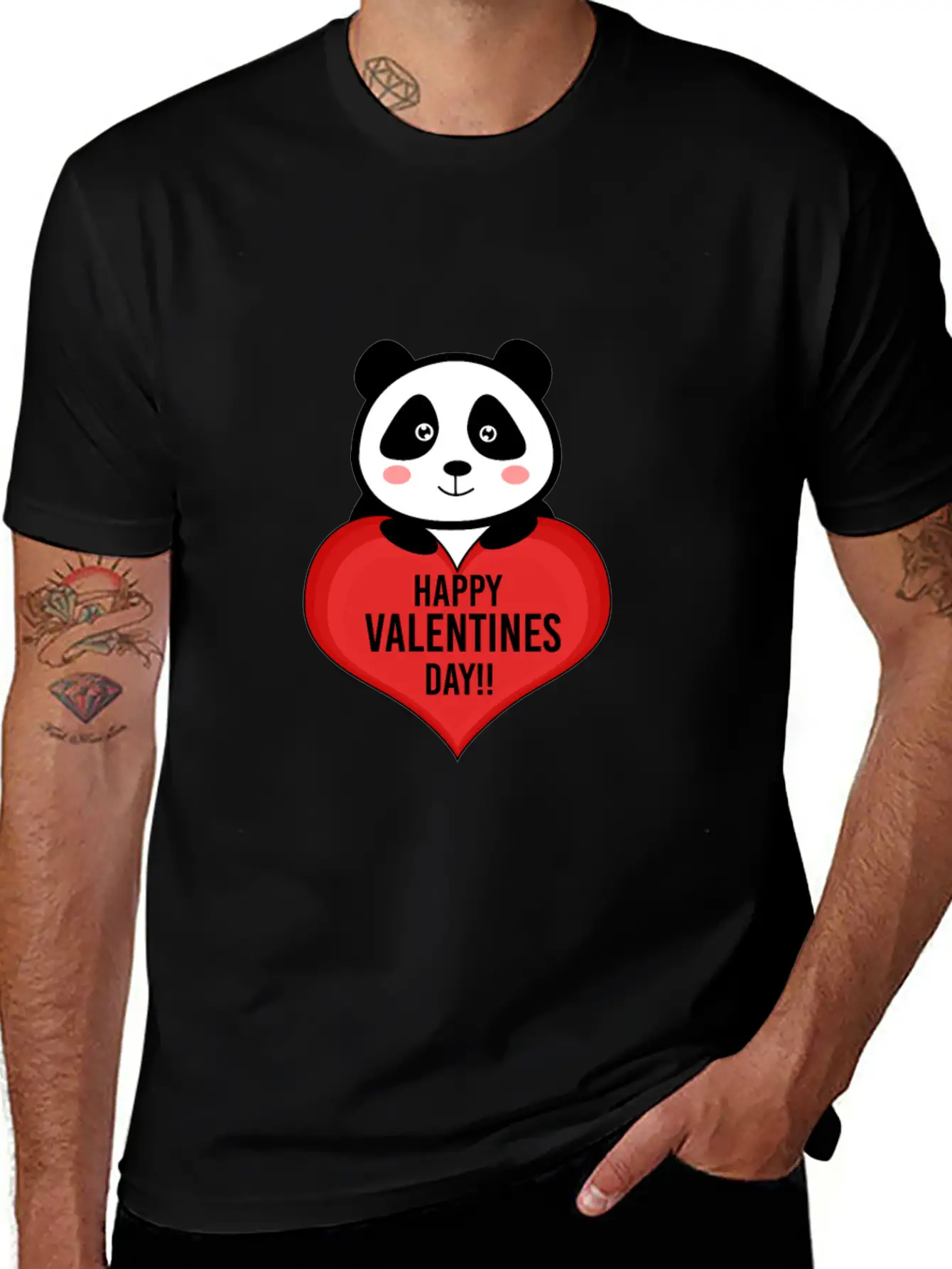 Cute Cupid Panda Heart Kiss Happy Couple Feelings Basic Graphic T-Shirt ¨C Daily Comfort In Soft Cotton