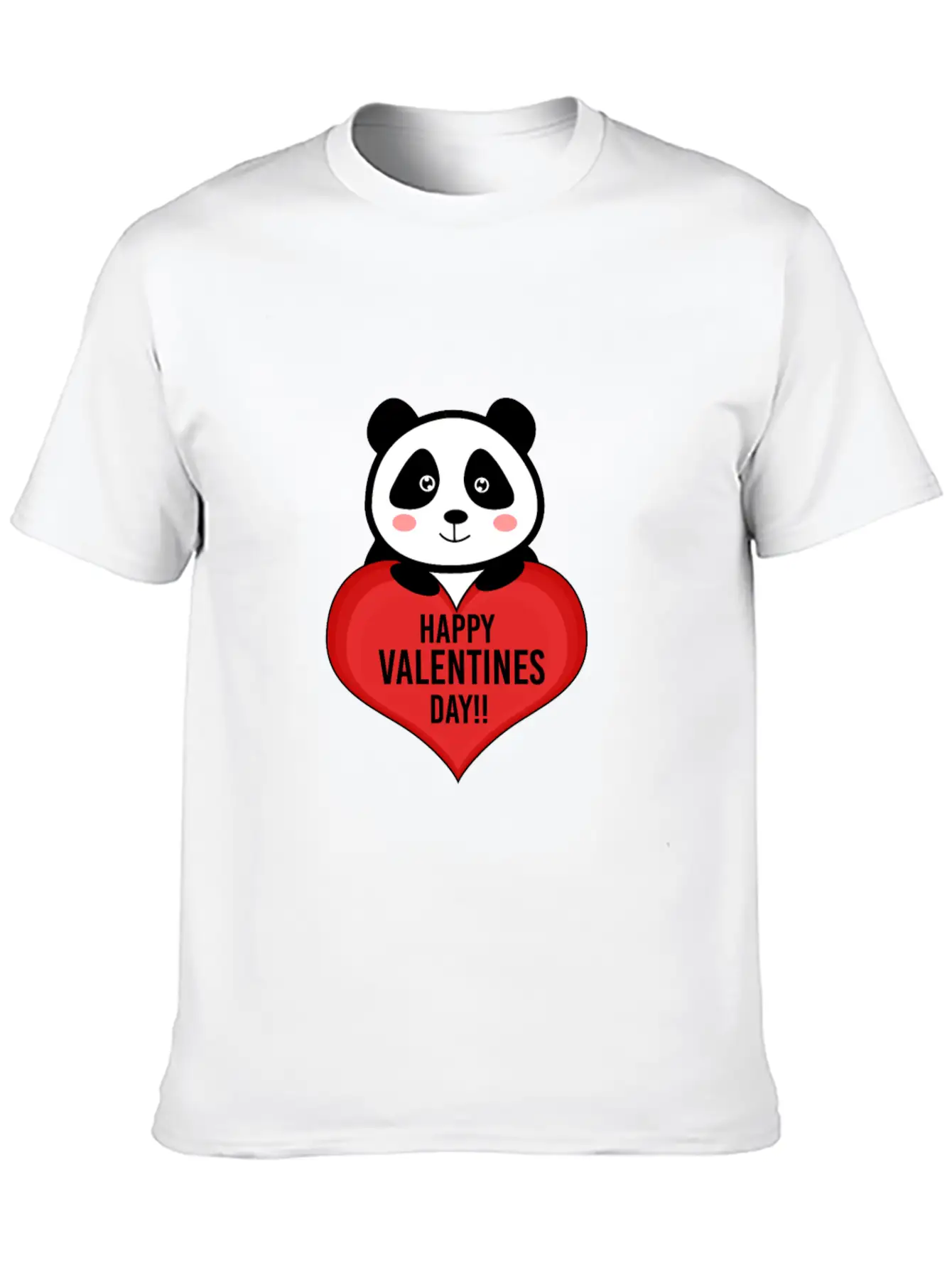 Cute Cupid Panda Heart Kiss Happy Couple Feelings Basic Graphic T-Shirt ¨C Daily Comfort In Soft Cotton