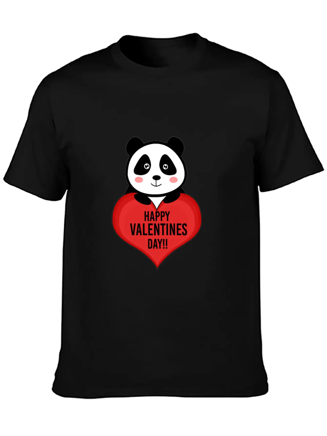 Cute Cupid Panda Heart Kiss Happy Couple Feelings Basic Graphic T-Shirt ¨C Daily Comfort In Soft Cotton