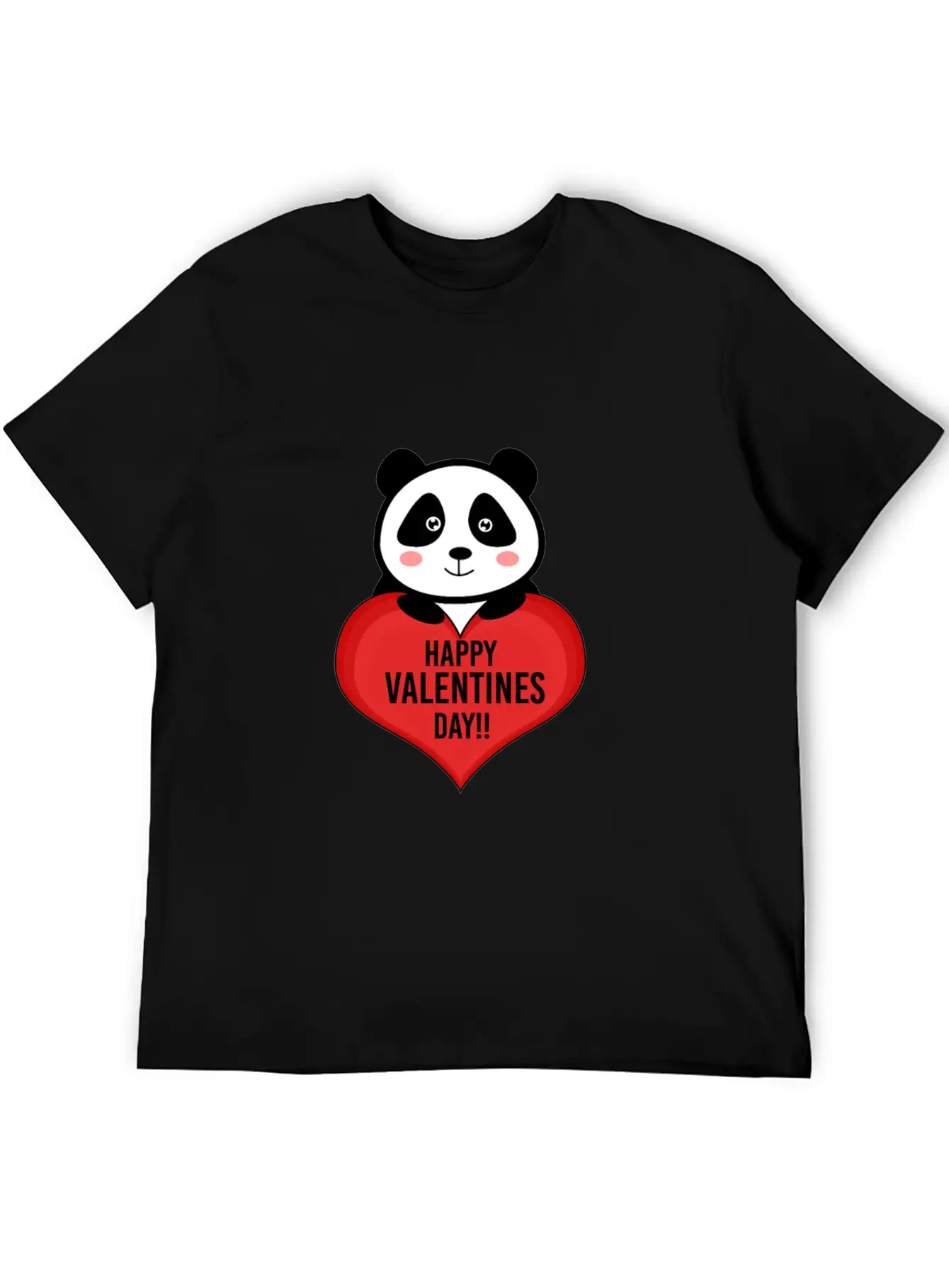 Cute Cupid Panda Heart Kiss Happy Couple Feelings Basic Graphic T-Shirt ¨C Daily Comfort In Soft Cotton