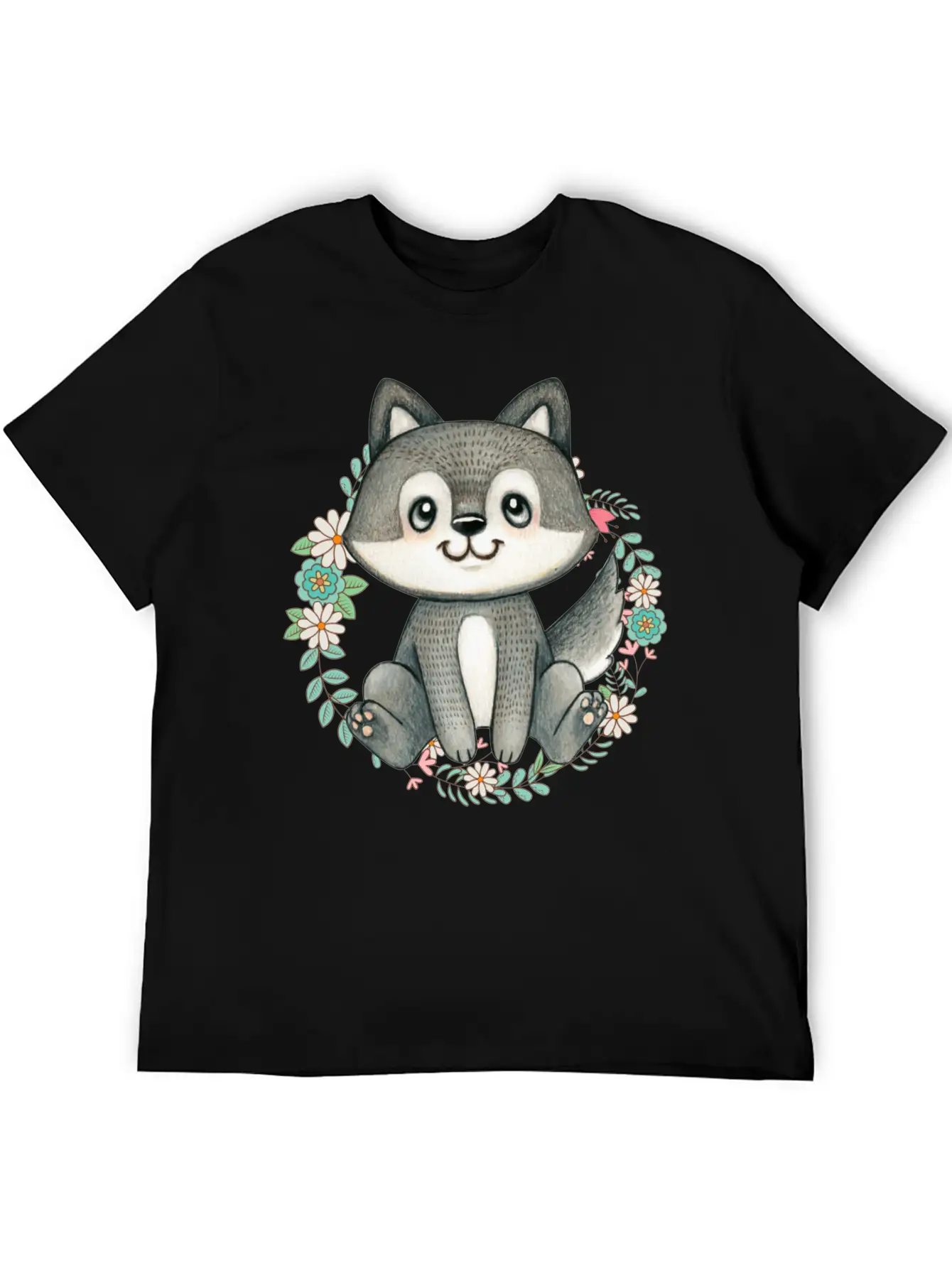 Cute Gray Baby Wolf Wolfs Lover Basic Graphic T-Shirt ¨C Daily Comfort In Soft Cotton