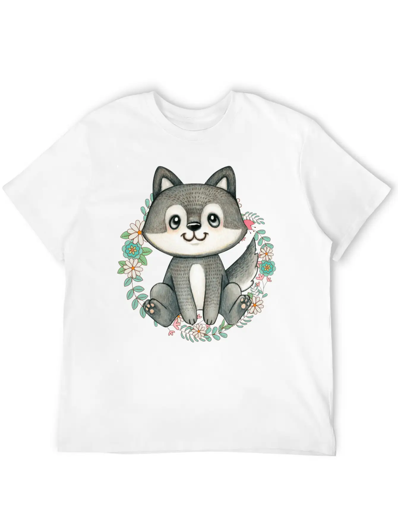 Cute Gray Baby Wolf Wolfs Lover Basic Graphic T-Shirt ¨C Daily Comfort In Soft Cotton