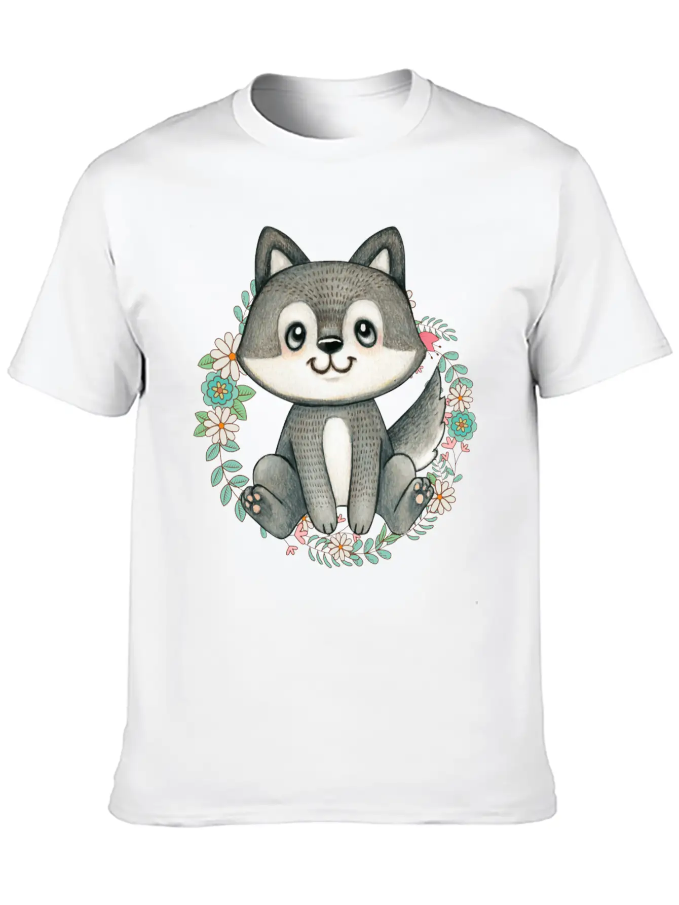 Cute Gray Baby Wolf Wolfs Lover Basic Graphic T-Shirt ¨C Daily Comfort In Soft Cotton