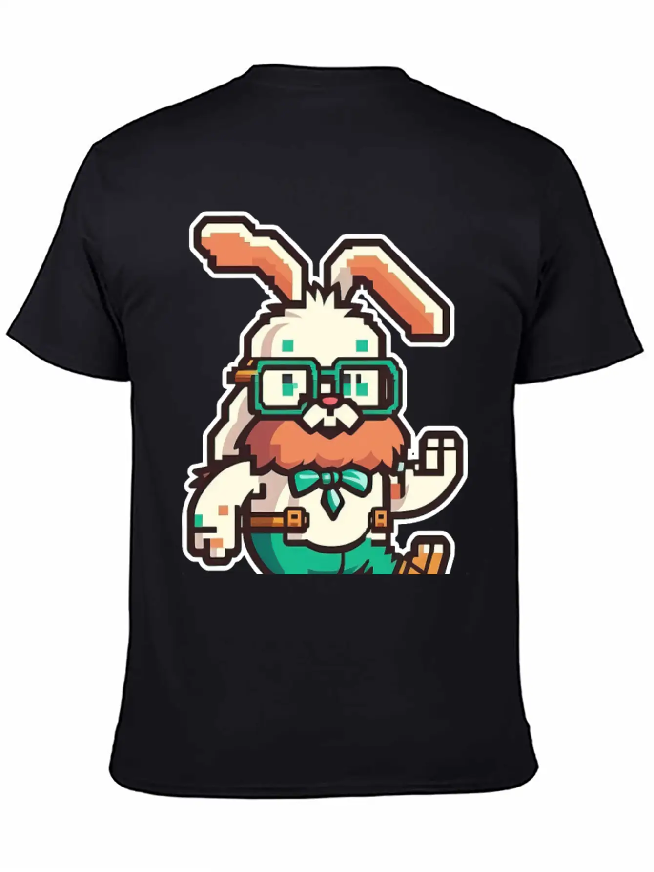Cute Happy Kawaii 8-bit 16-bit Pixel Easter Rabbit Basic Graphic T-Shirt ¨C Daily Comfort In Soft Cotton