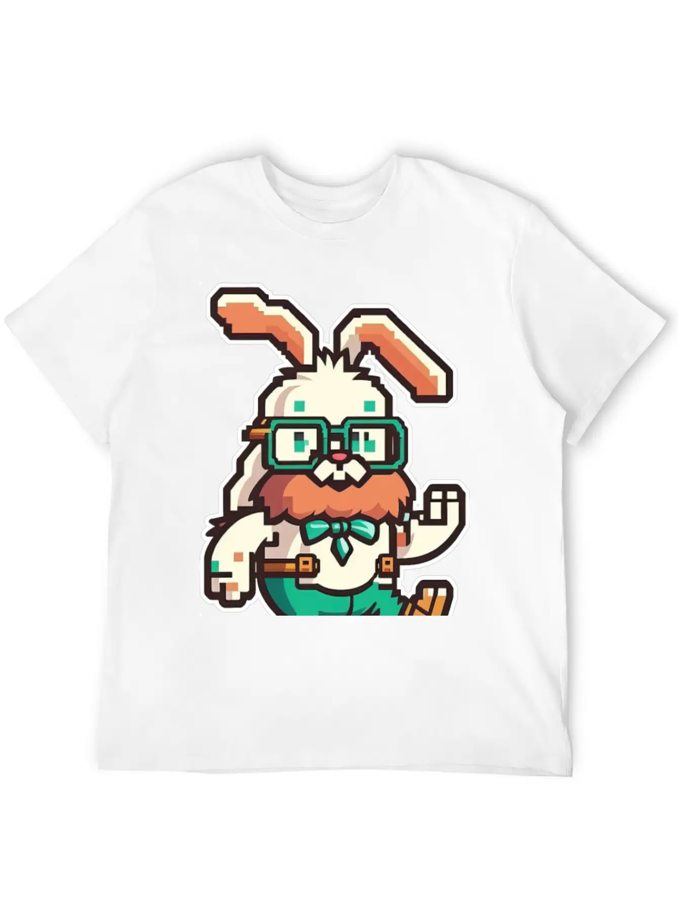 Cute Happy Kawaii 8-bit 16-bit Pixel Easter Rabbit Basic Graphic T-Shirt ¨C Daily Comfort In Soft Cotton