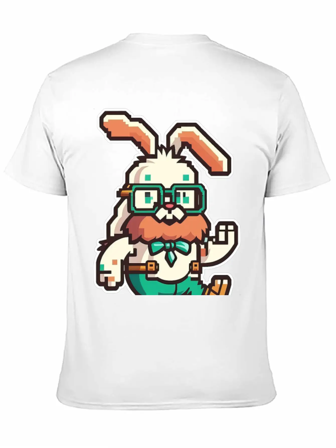 Cute Happy Kawaii 8-bit 16-bit Pixel Easter Rabbit Basic Graphic T-Shirt ¨C Daily Comfort In Soft Cotton