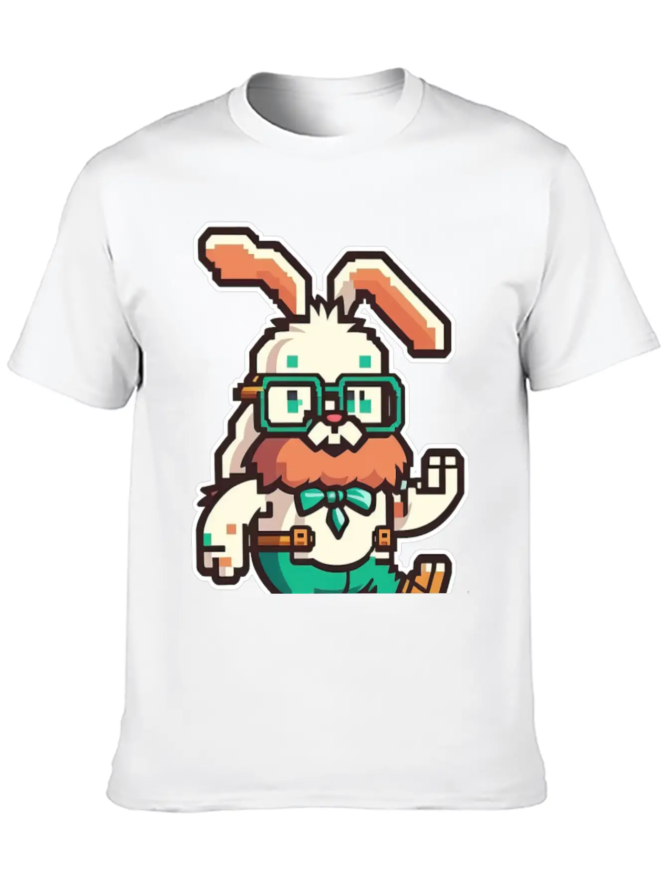 Cute Happy Kawaii 8-bit 16-bit Pixel Easter Rabbit Basic Graphic T-Shirt ¨C Daily Comfort In Soft Cotton