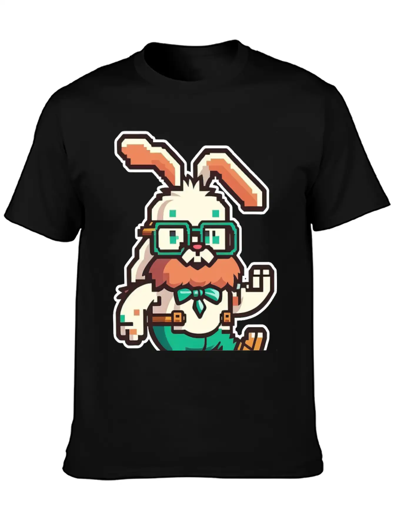 Cute Happy Kawaii 8-bit 16-bit Pixel Easter Rabbit Basic Graphic T-Shirt ¨C Daily Comfort In Soft Cotton