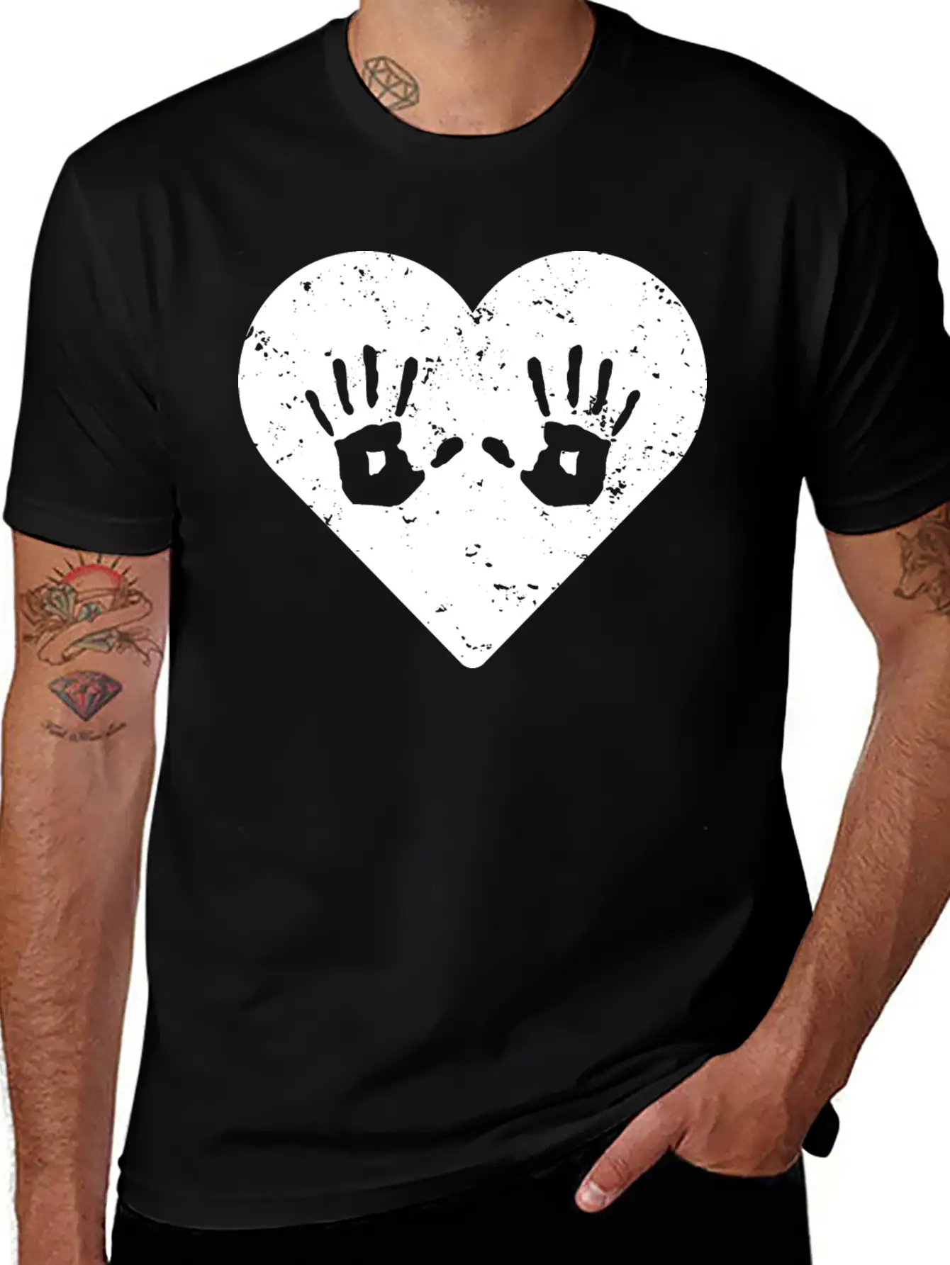 Cute Massage Therapist Hand Print Heart T-shirt Basic Graphic T-Shirt ¨C Daily Comfort In Soft Cotton