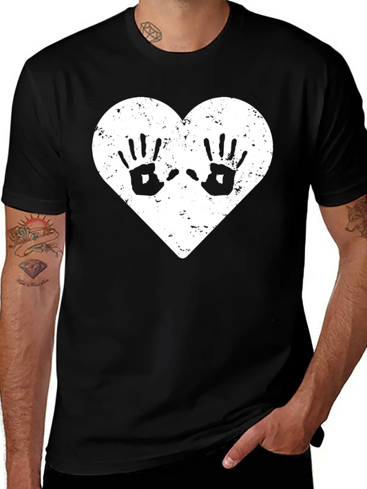 Cute Massage Therapist Hand Print Heart T-shirt Basic Graphic T-Shirt ¨C Daily Comfort In Soft Cotton