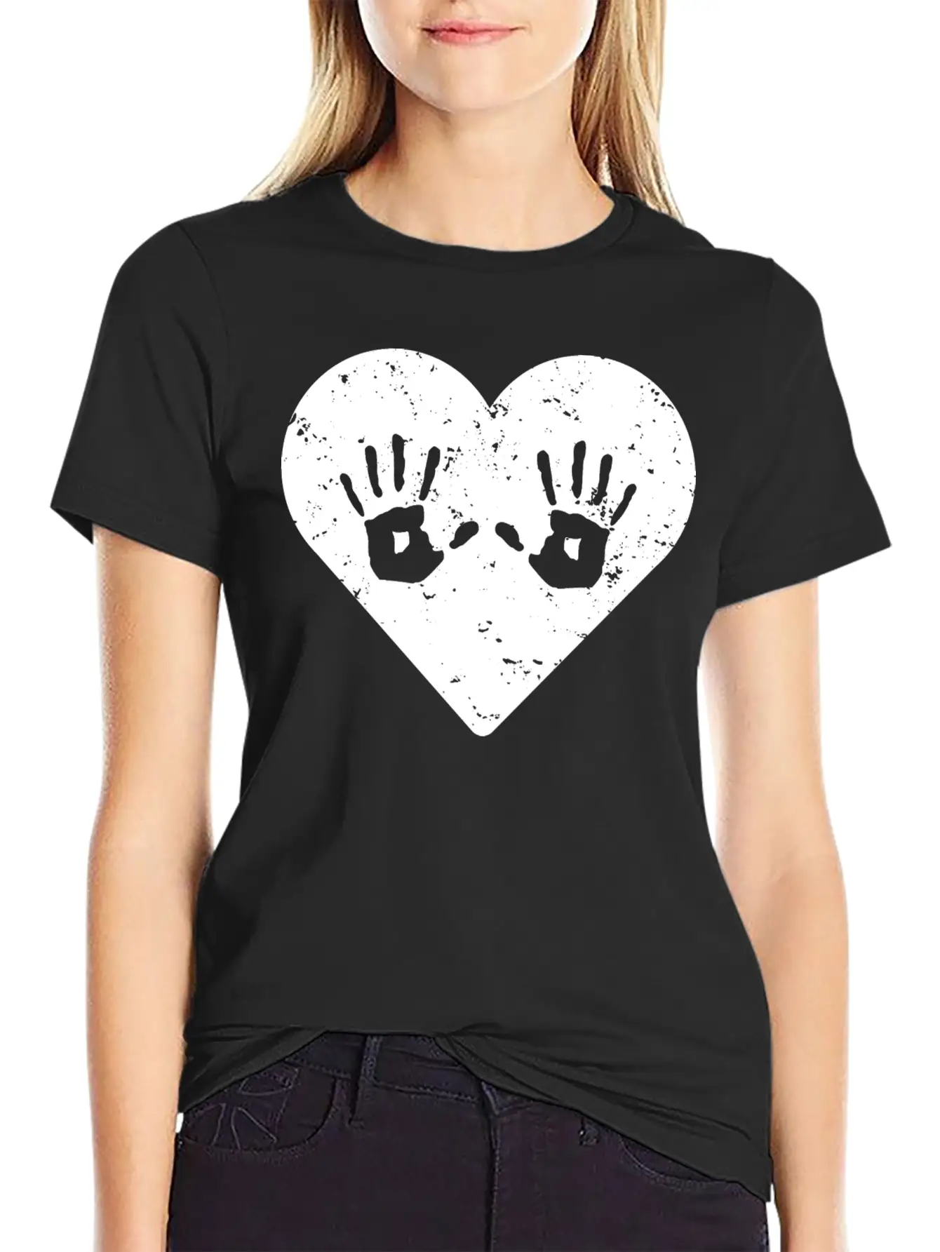 Cute Massage Therapist Hand Print Heart T-shirt Basic Graphic T-Shirt ¨C Daily Comfort In Soft Cotton