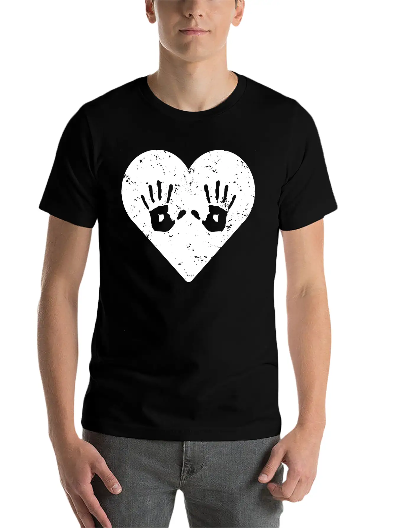 Cute Massage Therapist Hand Print Heart T-shirt Basic Graphic T-Shirt ¨C Daily Comfort In Soft Cotton