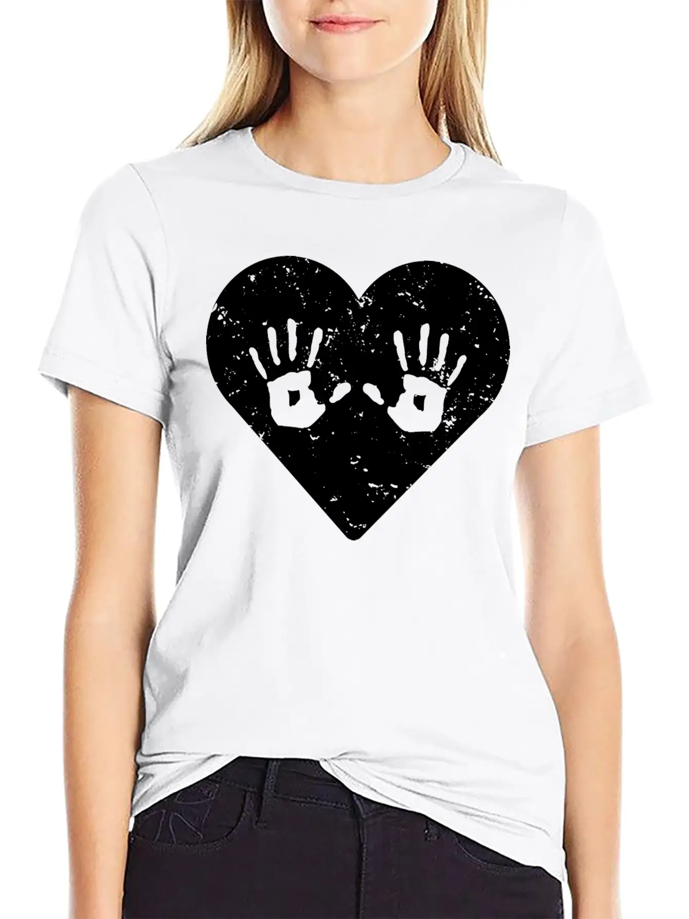 Cute Massage Therapist Hand Print Heart T-shirt Basic Graphic T-Shirt ¨C Daily Comfort In Soft Cotton