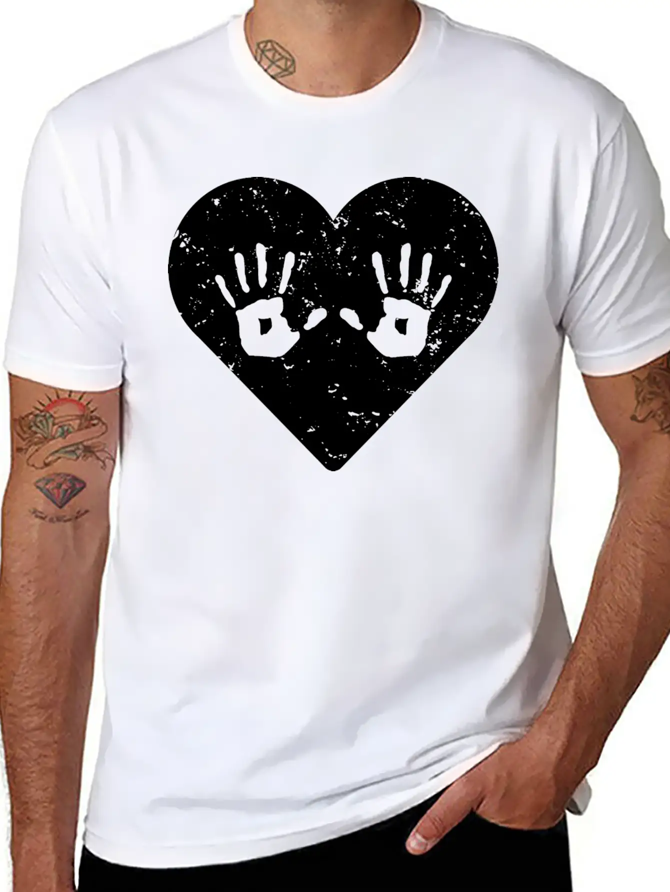 Cute Massage Therapist Hand Print Heart T-shirt Basic Graphic T-Shirt ¨C Daily Comfort In Soft Cotton