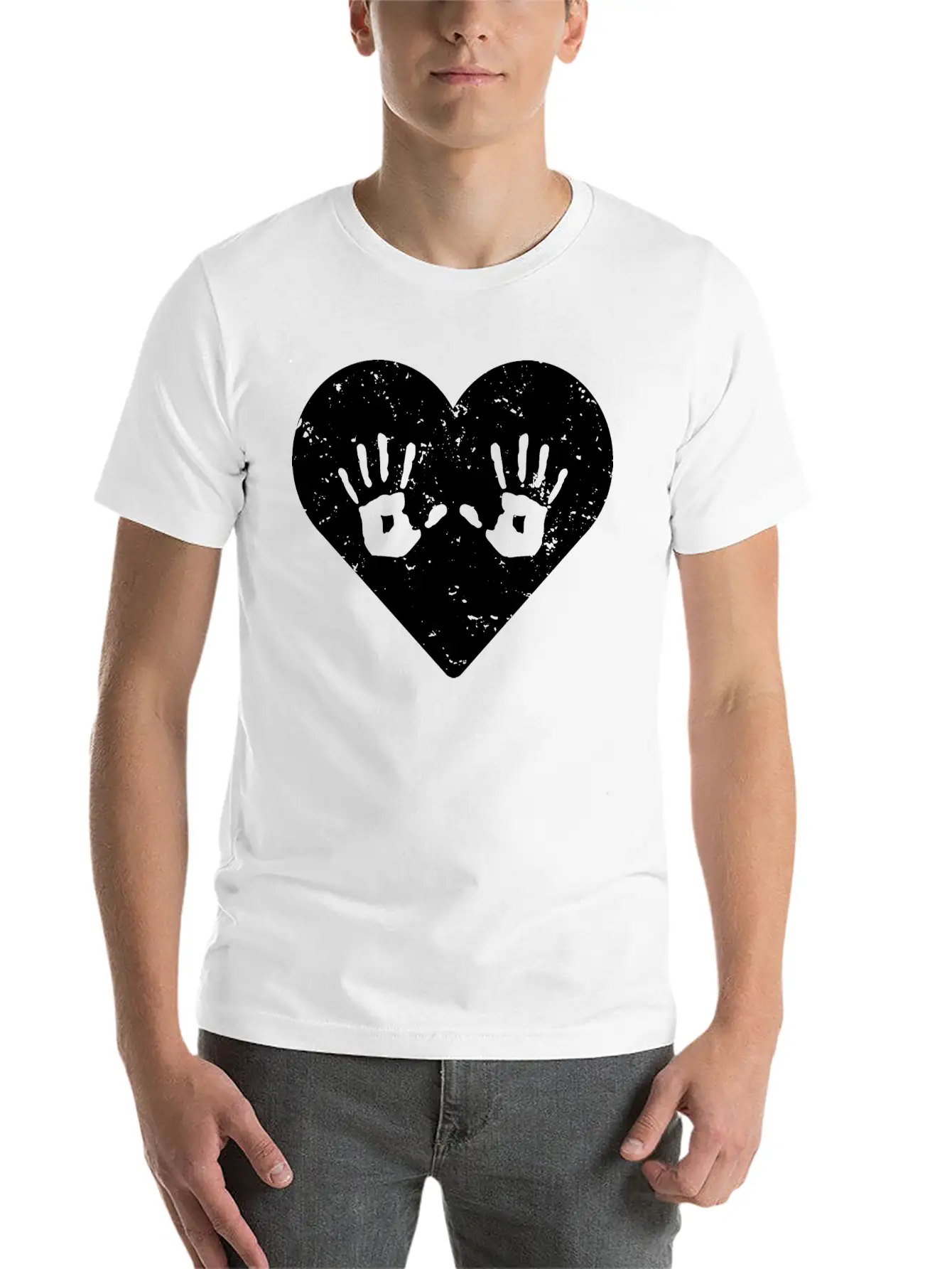 Cute Massage Therapist Hand Print Heart T-shirt Basic Graphic T-Shirt ¨C Daily Comfort In Soft Cotton