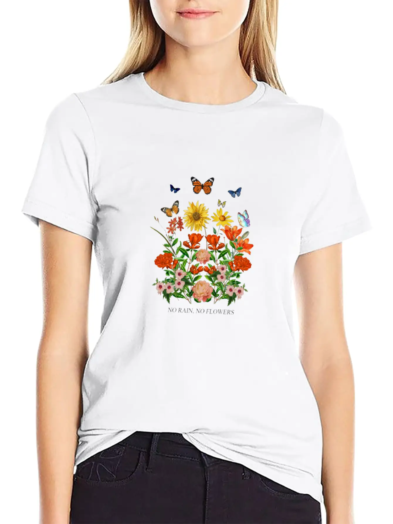 Cute No Rain No Flowers Women T Shirt Soft Cotton Short Sleeve Tee ¨C Unisex Wardrobe Staple