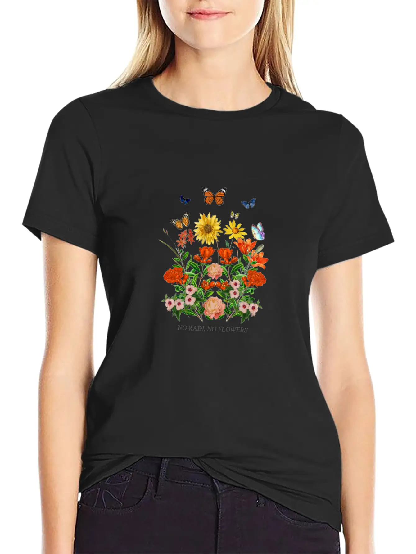 Cute No Rain No Flowers Women T Shirt Soft Cotton Short Sleeve Tee ¨C Unisex Wardrobe Staple