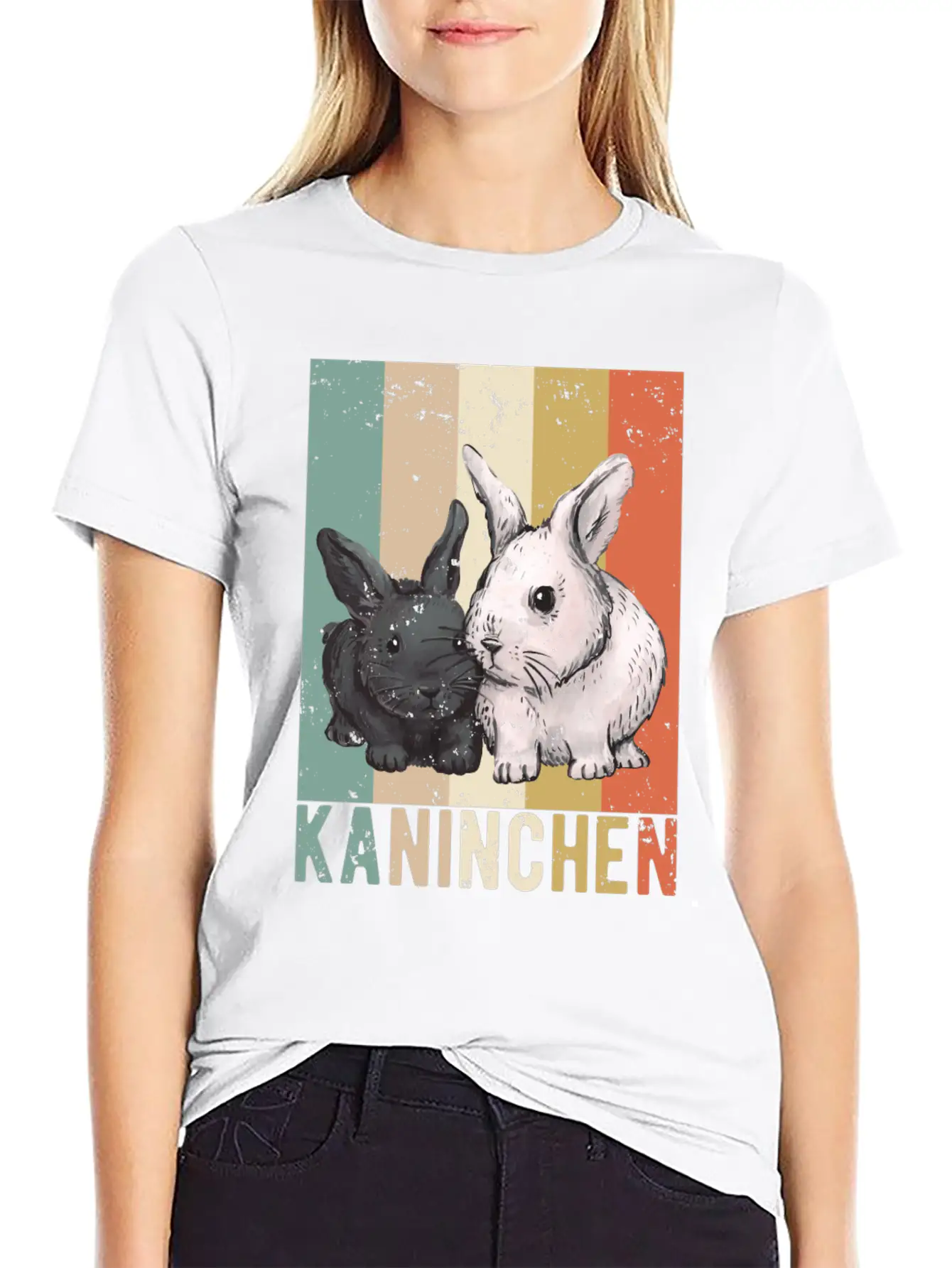 Cute Rabbit Bunny Bunny Pet Vintage Essential Cotton Tee For Daily Outfits ¨C Unisex Style