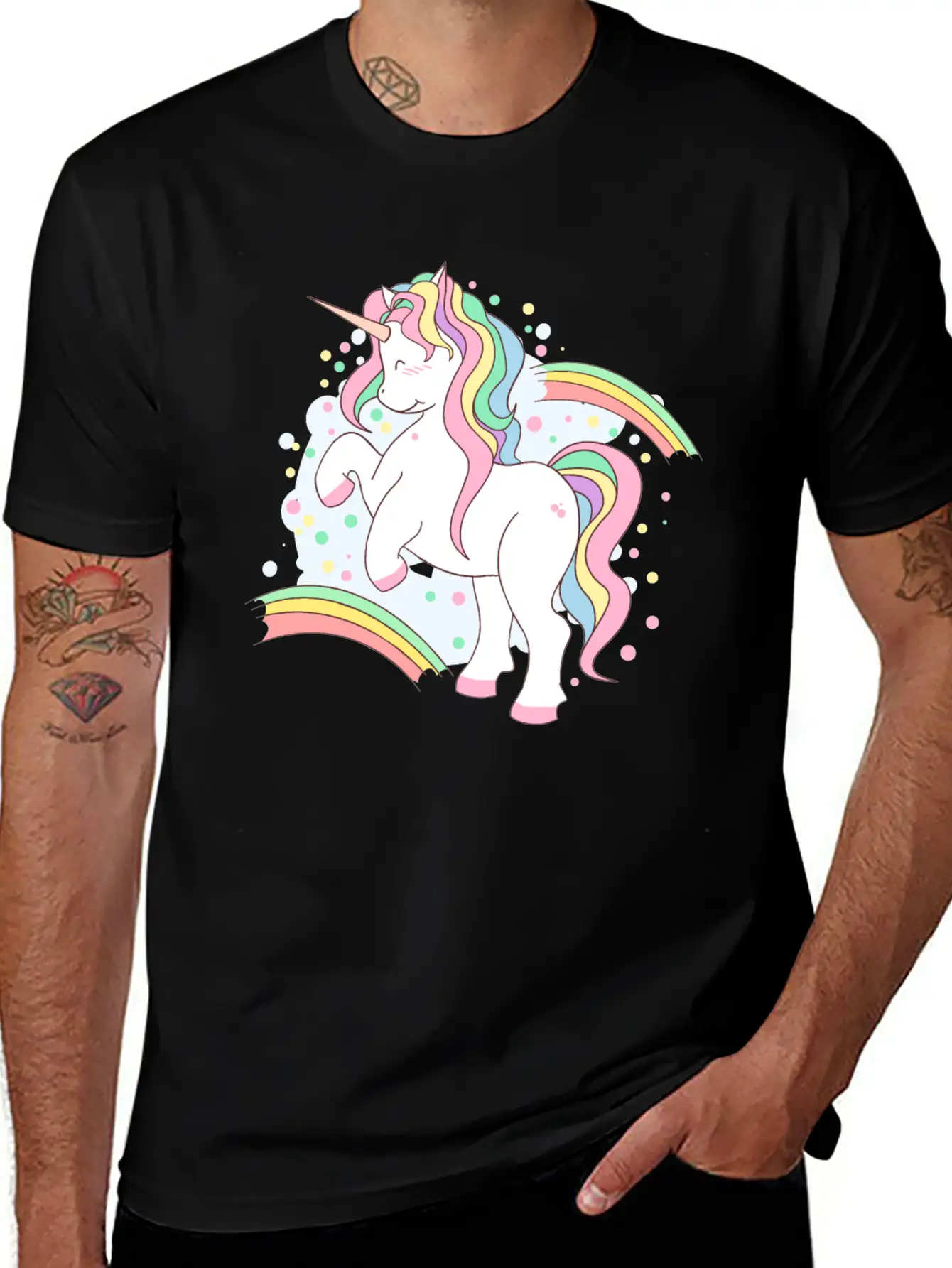 Cute Rainbow Unicorn, Unicorn With Rainbow Soft Cotton Short Sleeve Tee ¨C Unisex Wardrobe Staple