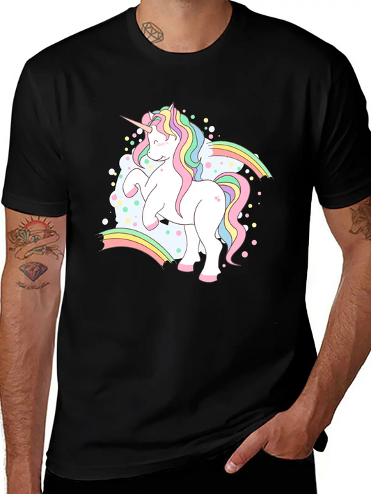 Cute Rainbow Unicorn, Unicorn With Rainbow Soft Cotton Short Sleeve Tee ¨C Unisex Wardrobe Staple