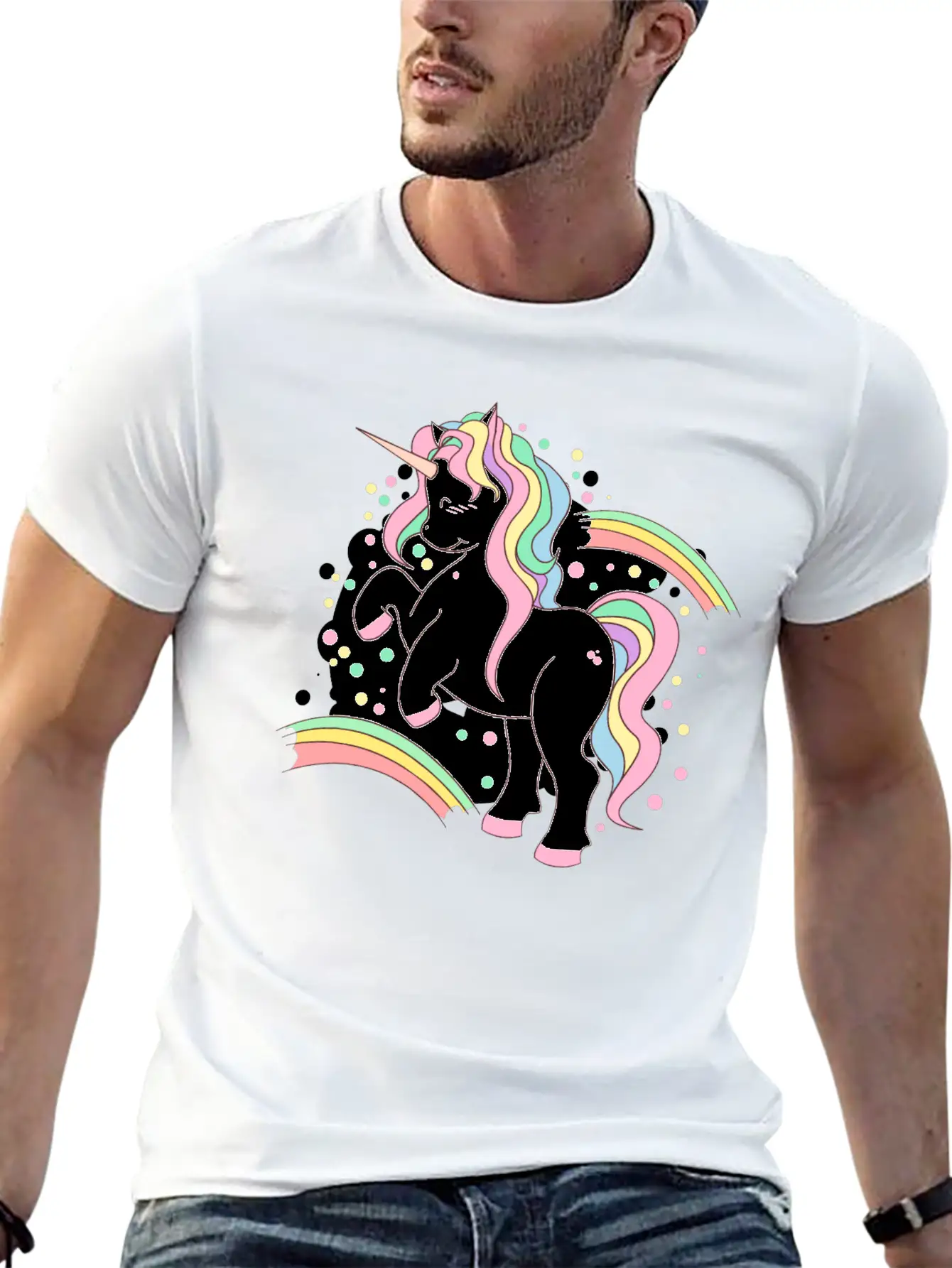 Cute Rainbow Unicorn, Unicorn With Rainbow Soft Cotton Short Sleeve Tee ¨C Unisex Wardrobe Staple