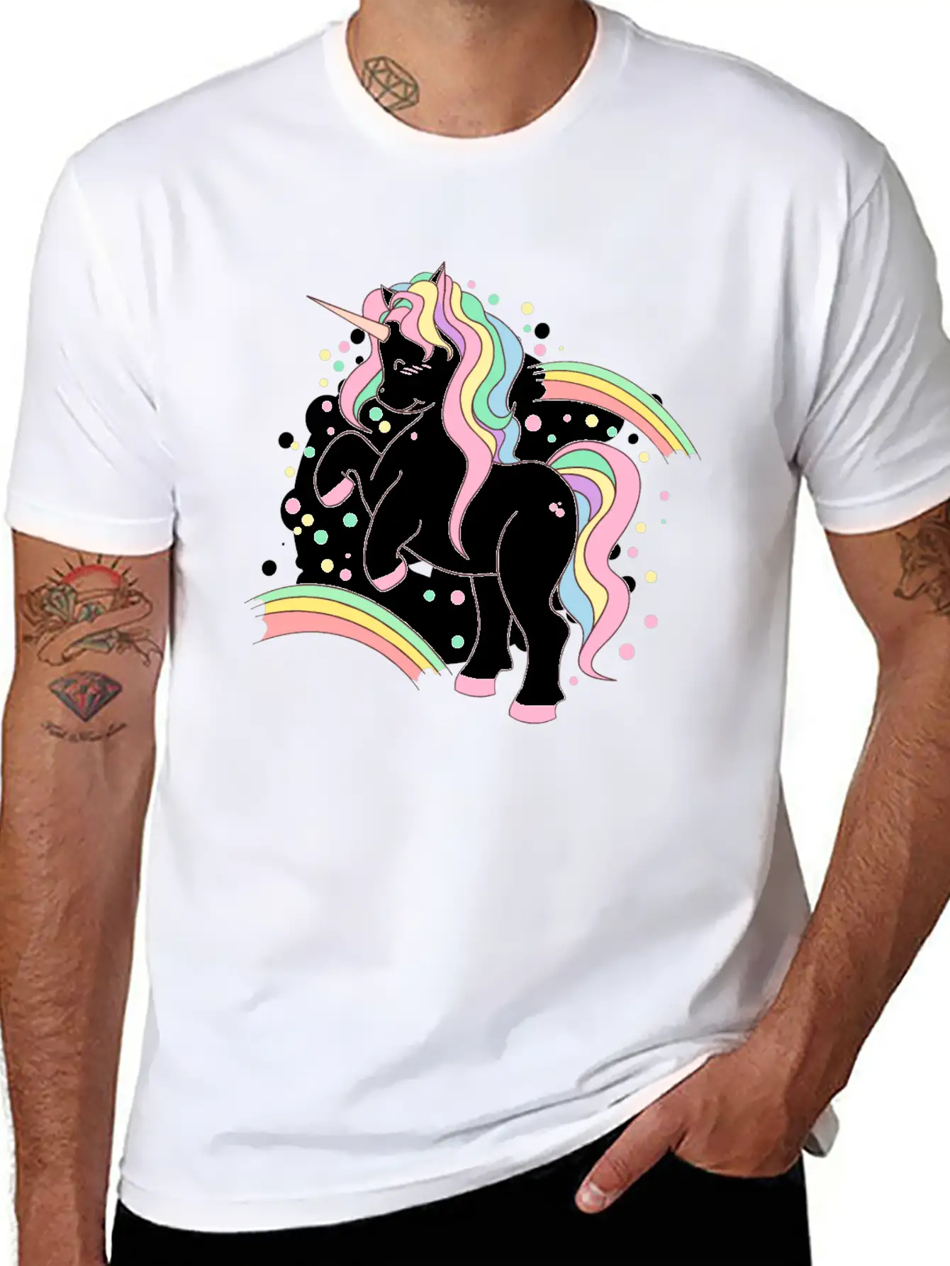 Cute Rainbow Unicorn, Unicorn With Rainbow Soft Cotton Short Sleeve Tee ¨C Unisex Wardrobe Staple