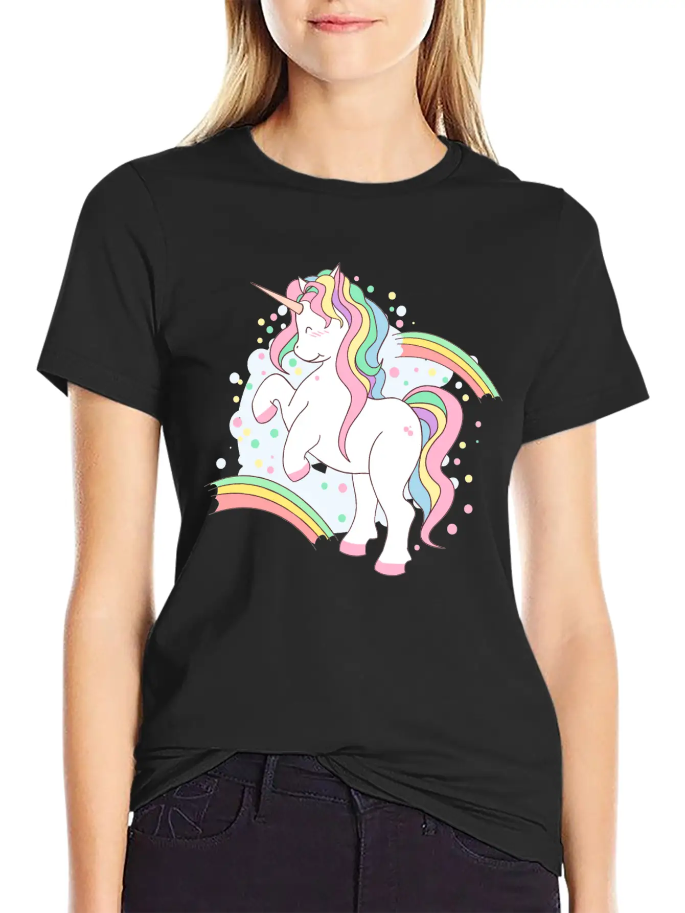 Cute Rainbow Unicorn, Unicorn With Rainbow Soft Cotton Short Sleeve Tee ¨C Unisex Wardrobe Staple