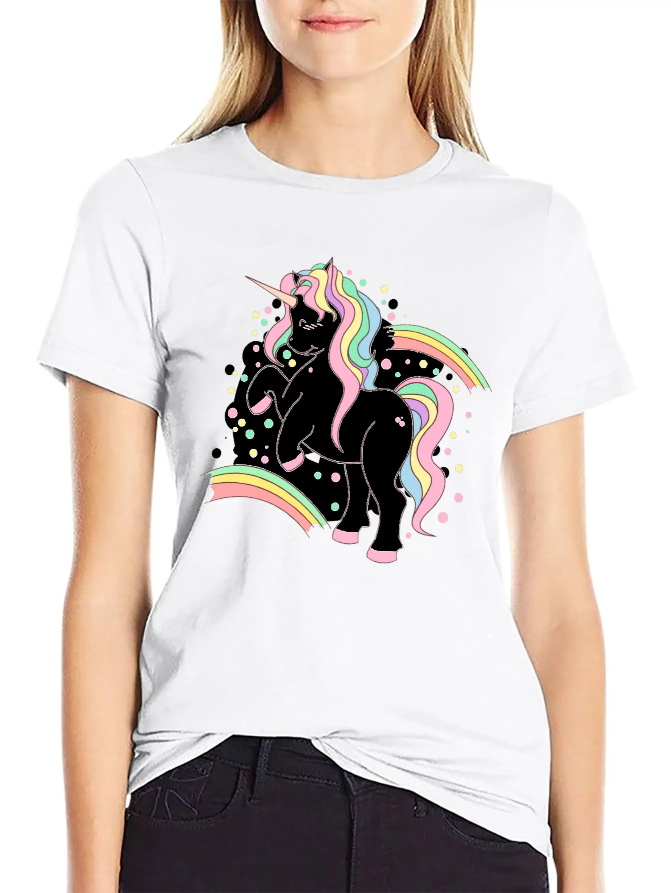 Cute Rainbow Unicorn, Unicorn With Rainbow Soft Cotton Short Sleeve Tee ¨C Unisex Wardrobe Staple