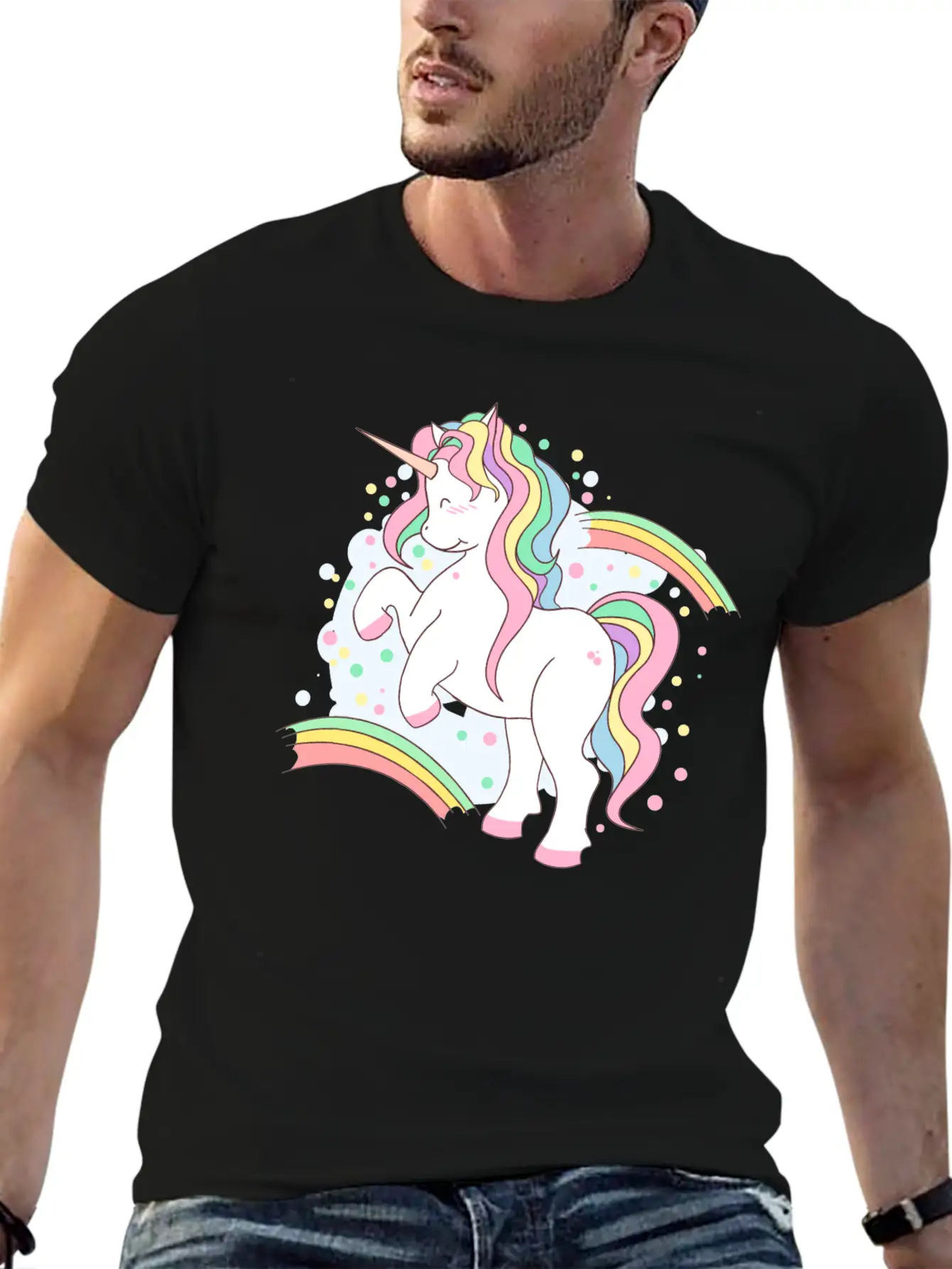 Cute Rainbow Unicorn, Unicorn With Rainbow Soft Cotton Short Sleeve Tee ¨C Unisex Wardrobe Staple