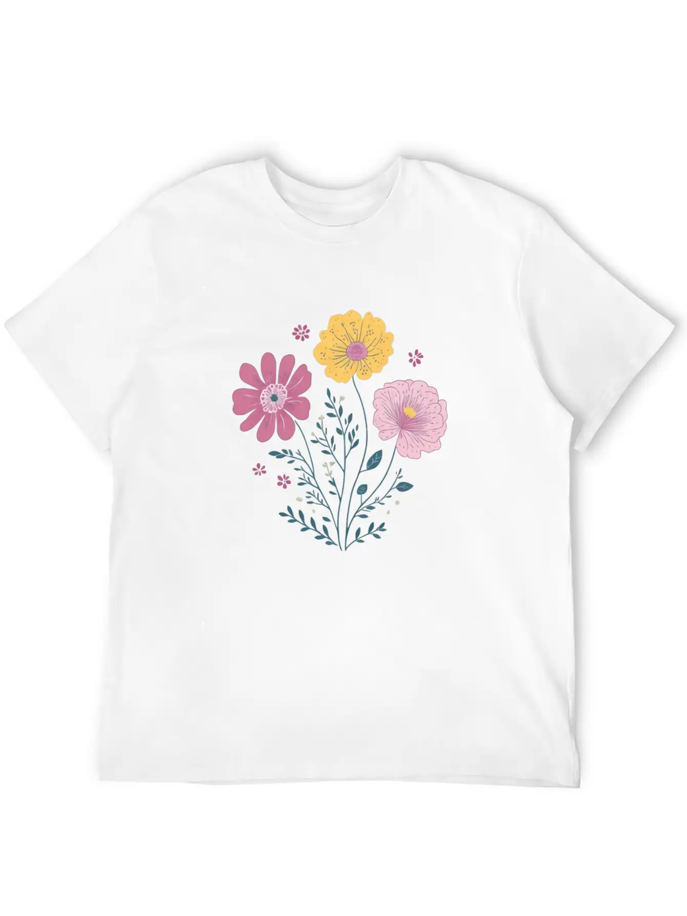 Cute Watercolor Florals Essential Cotton Tee For Daily Outfits ¨C Unisex Style