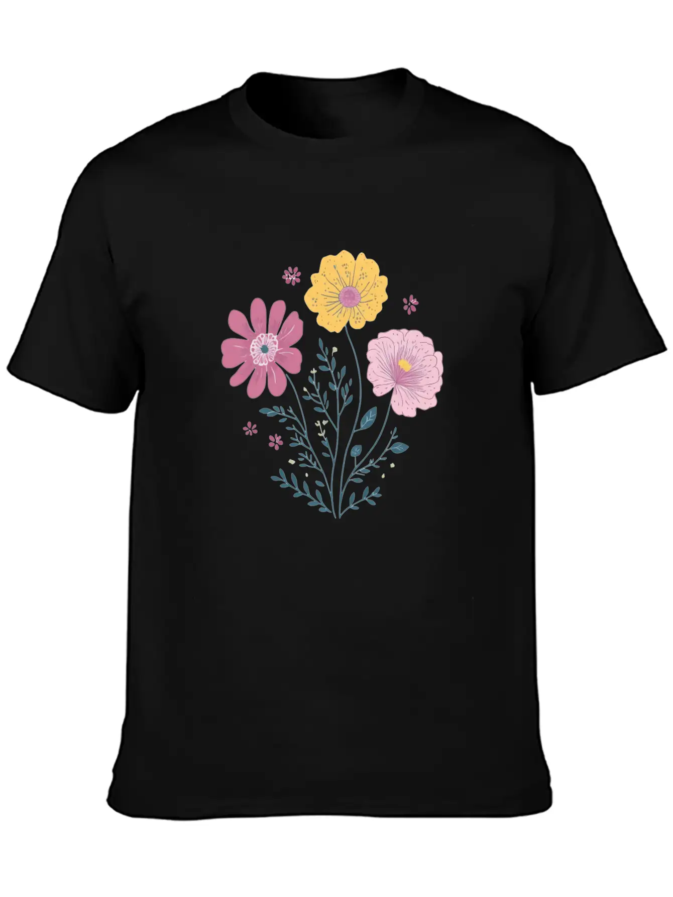 Cute Watercolor Florals Essential Cotton Tee For Daily Outfits ¨C Unisex Style