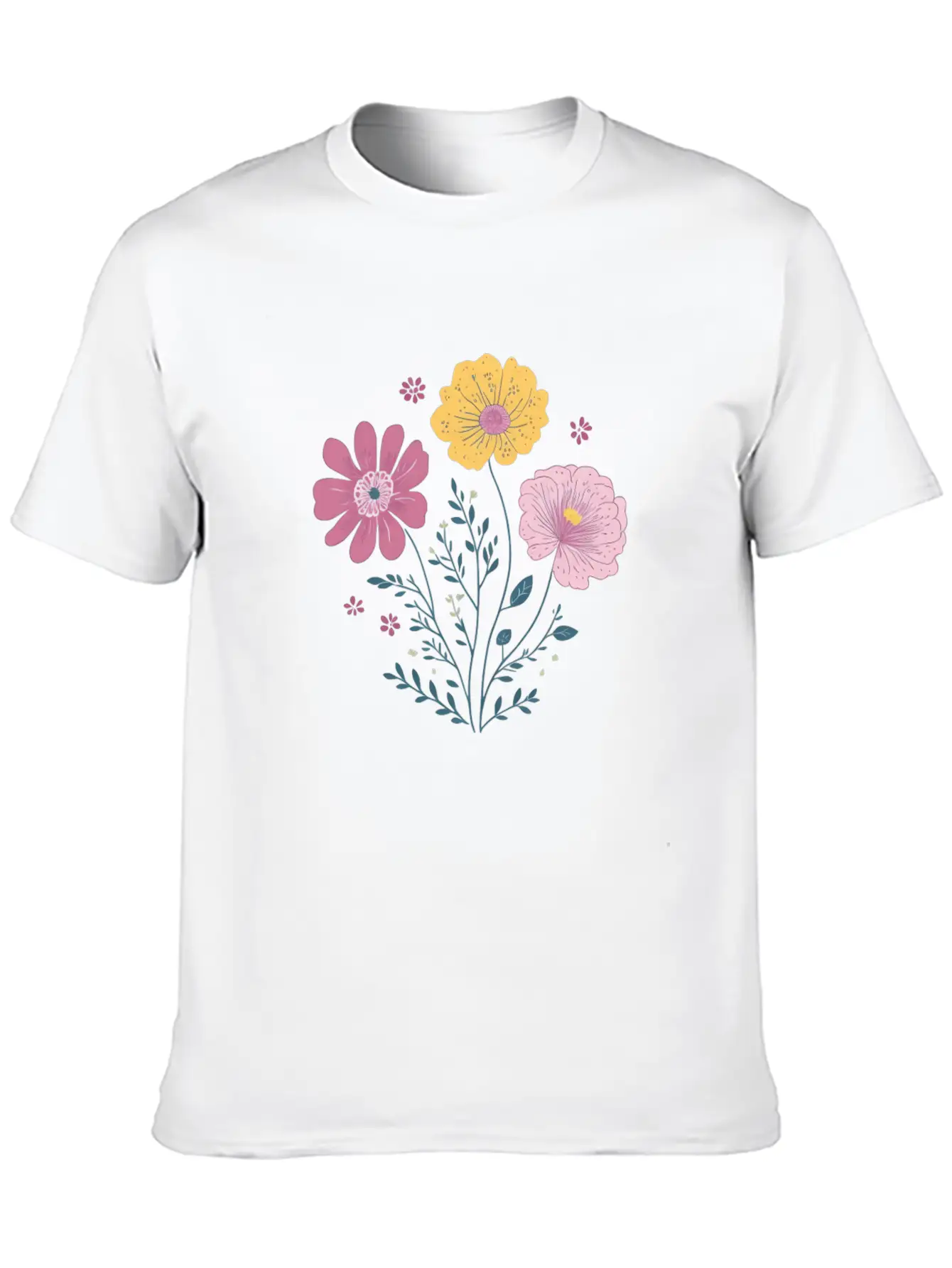 Cute Watercolor Florals Essential Cotton Tee For Daily Outfits ¨C Unisex Style