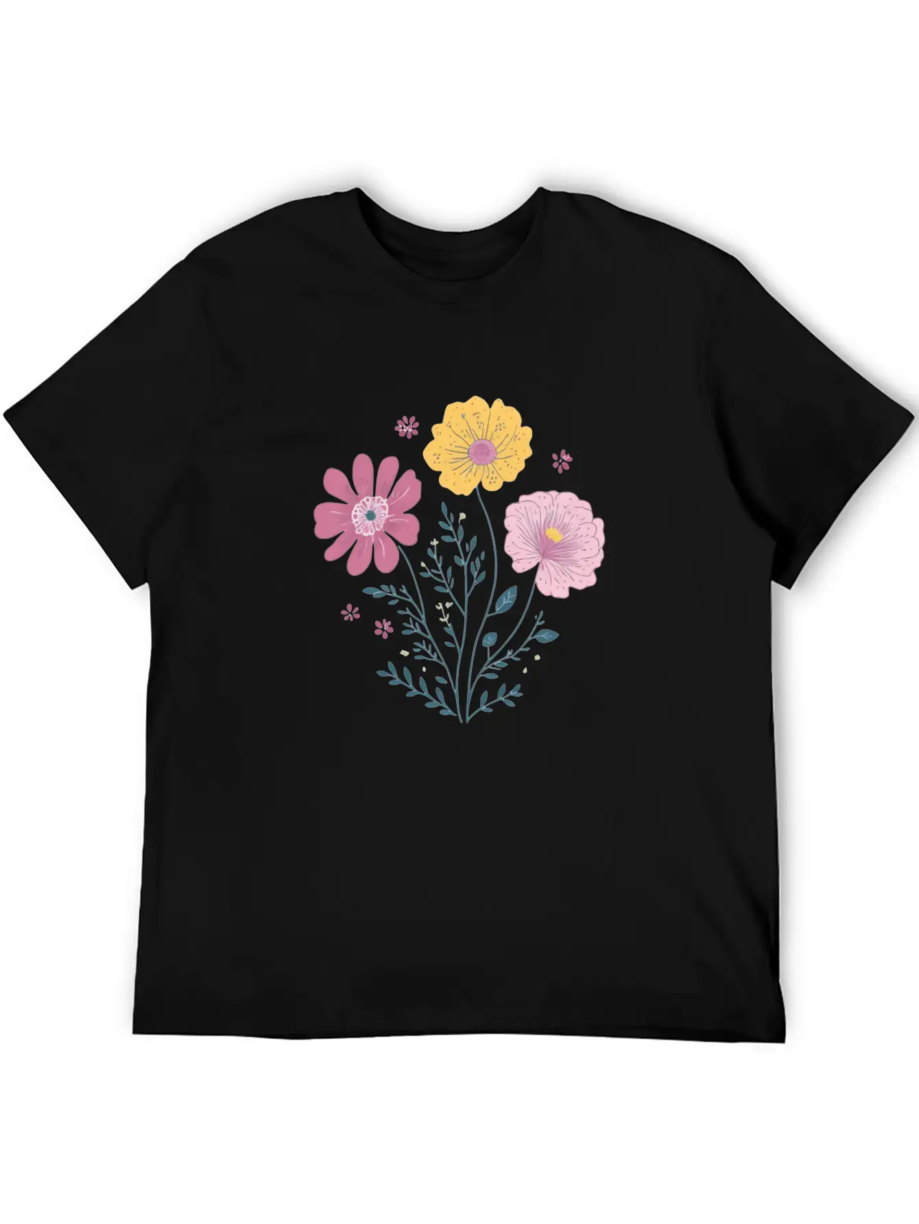 Cute Watercolor Florals Essential Cotton Tee For Daily Outfits ¨C Unisex Style