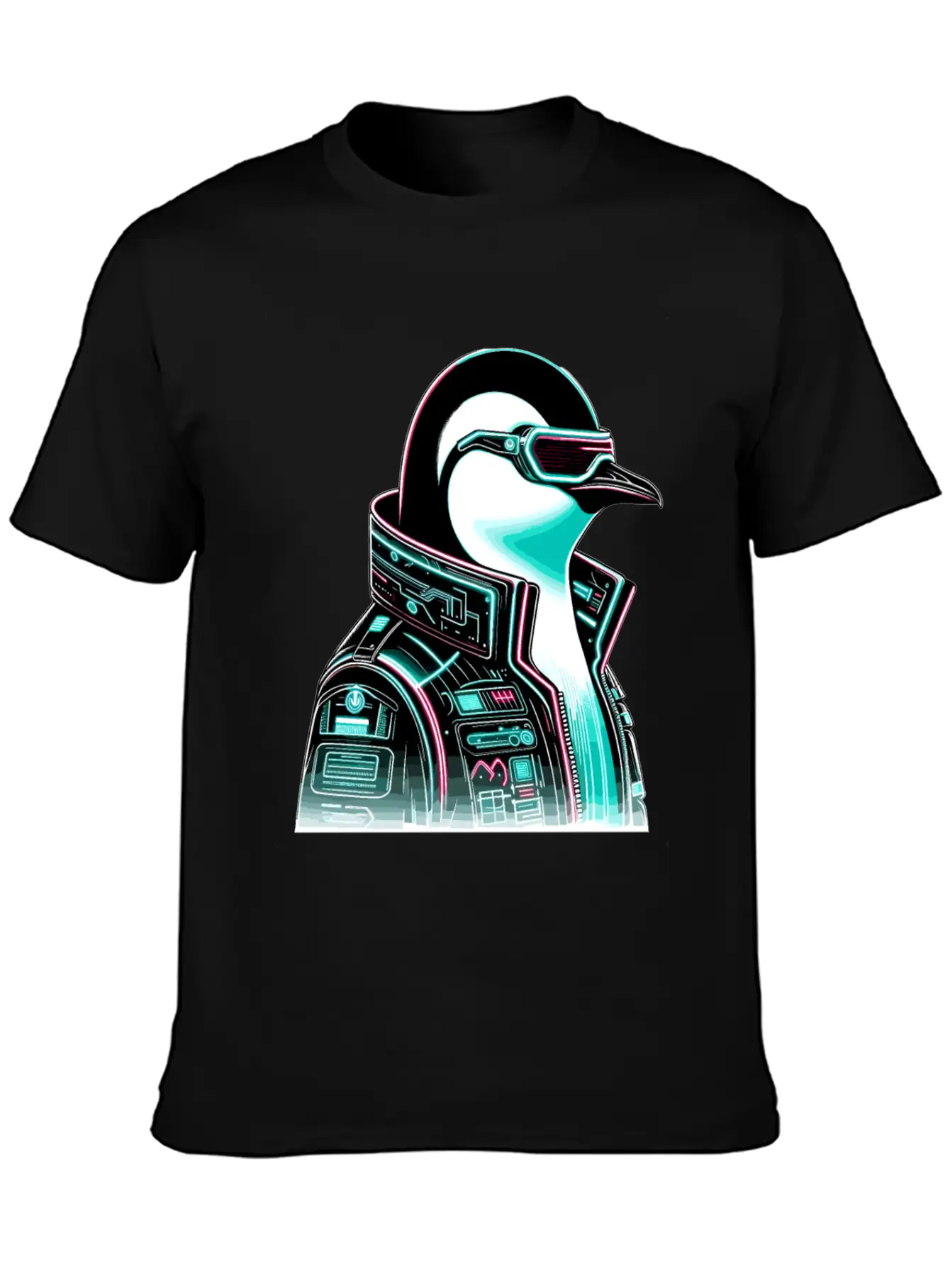 Cyberpunk Penguin Graphic Design Essential Cotton Tee For Daily Outfits ¨C Unisex Style