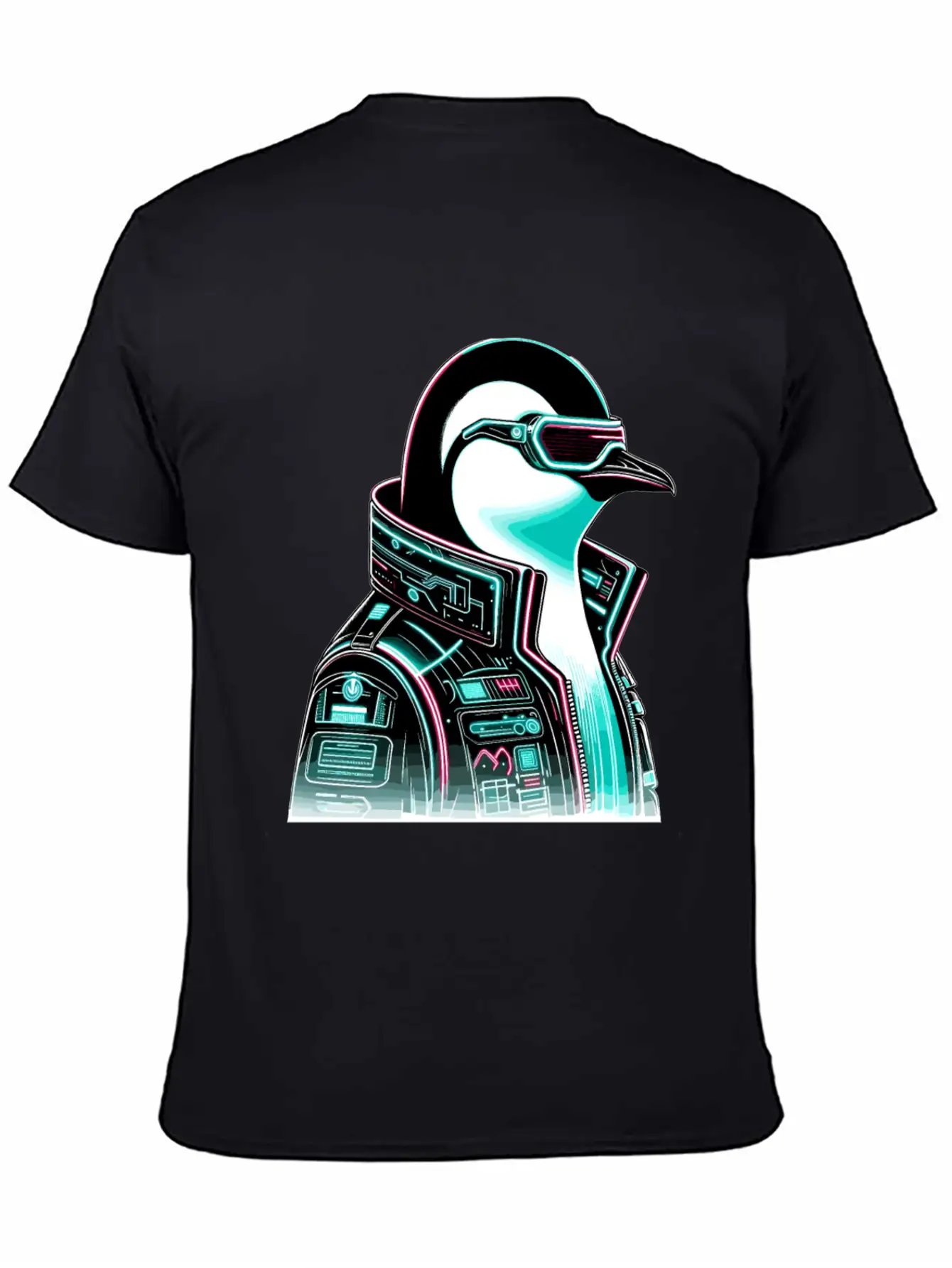 Cyberpunk Penguin Graphic Design Essential Cotton Tee For Daily Outfits ¨C Unisex Style