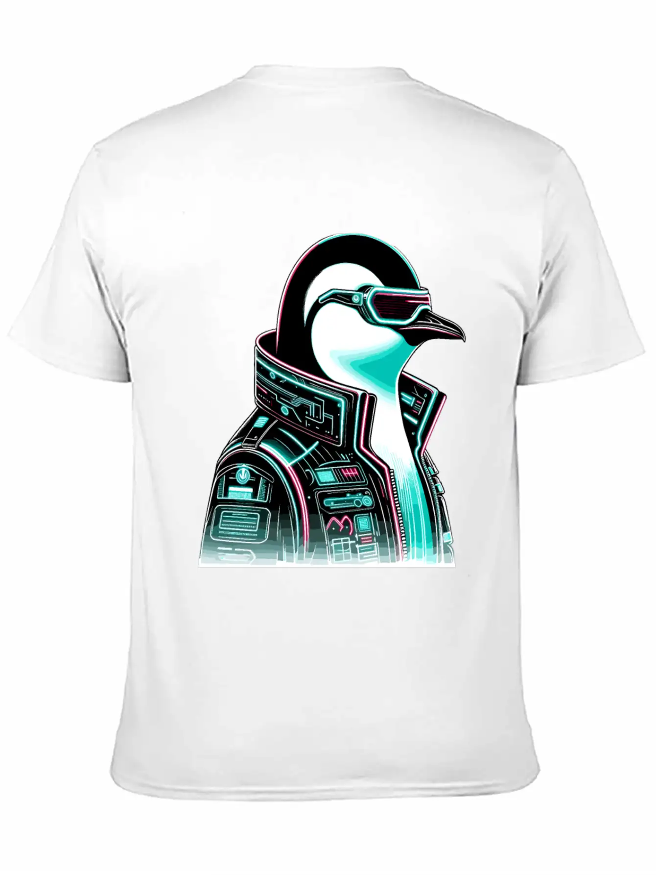 Cyberpunk Penguin Graphic Design Essential Cotton Tee For Daily Outfits ¨C Unisex Style