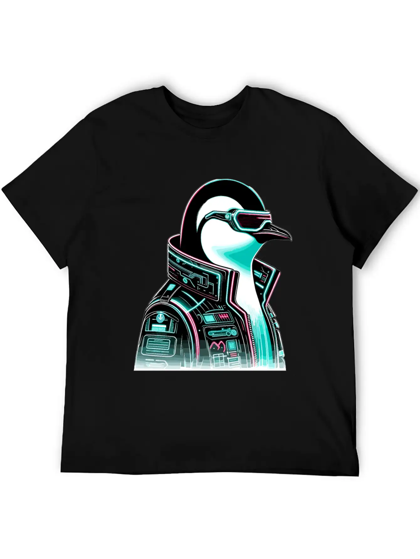 Cyberpunk Penguin Graphic Design Essential Cotton Tee For Daily Outfits ¨C Unisex Style